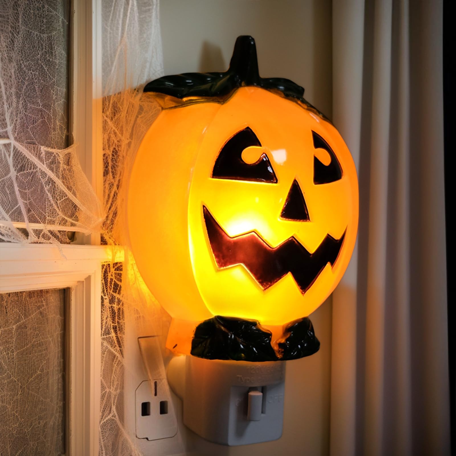 Lasumora Halloween Night Light  Led Pumpkin Jack O Lantern Night Light Plug In  Halloween Decorations Indoor For Party Kids Gift With Swivel Plug Halloween Decor