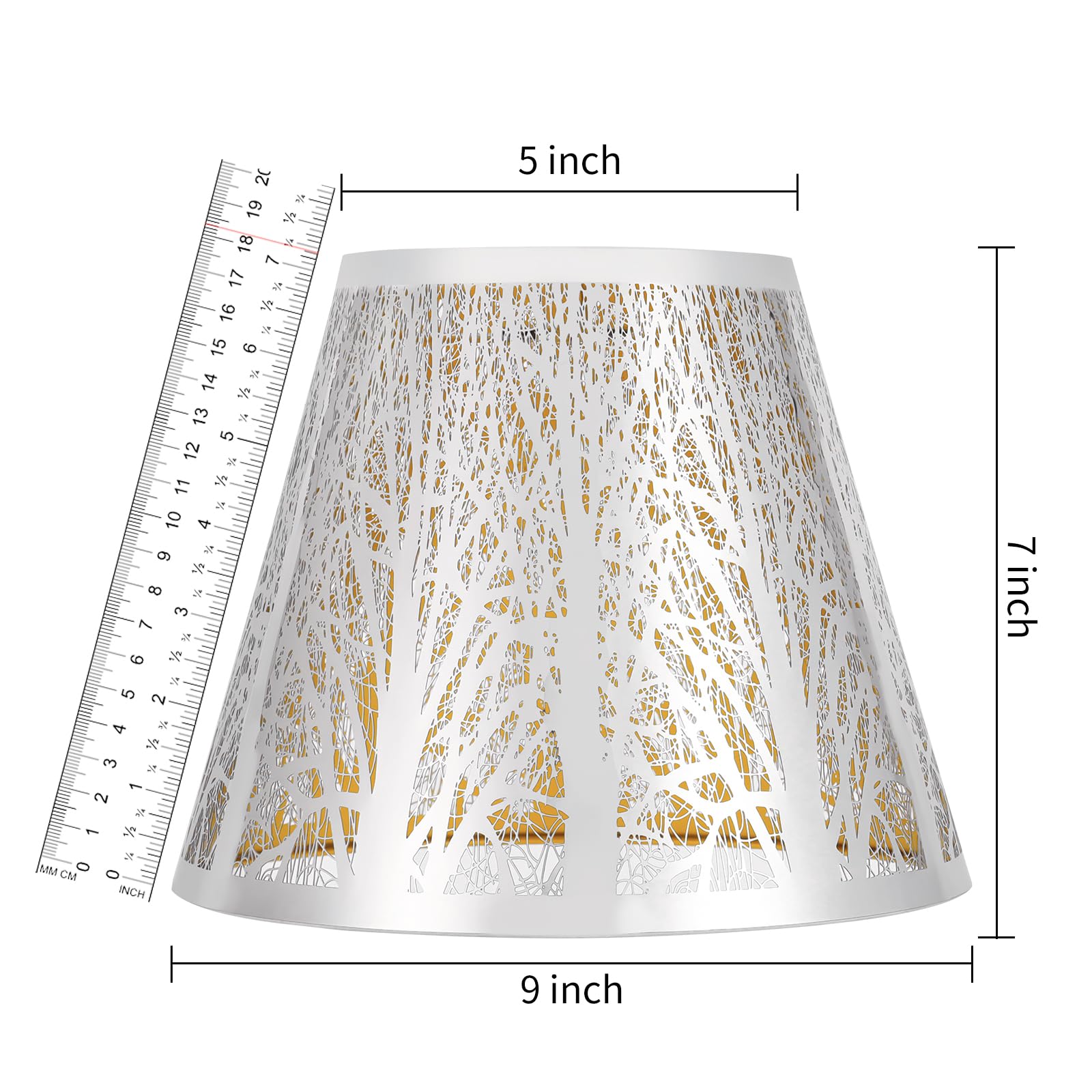 ALUCSET Small Barrel Lampshade - Stainless Steel Mirror Effect, 5in Top x 9in Bottom x 7in High, Modern Metal Replacement for Table/Floor Lamps