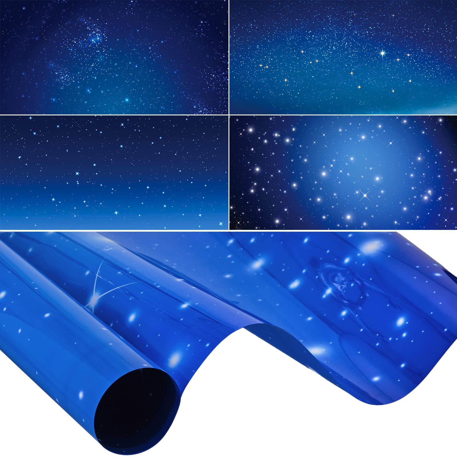 Amylove 4 Pcs Fluorescent Ceiling Light Covers with Star and Night Pattern, Classroom, Dark Color