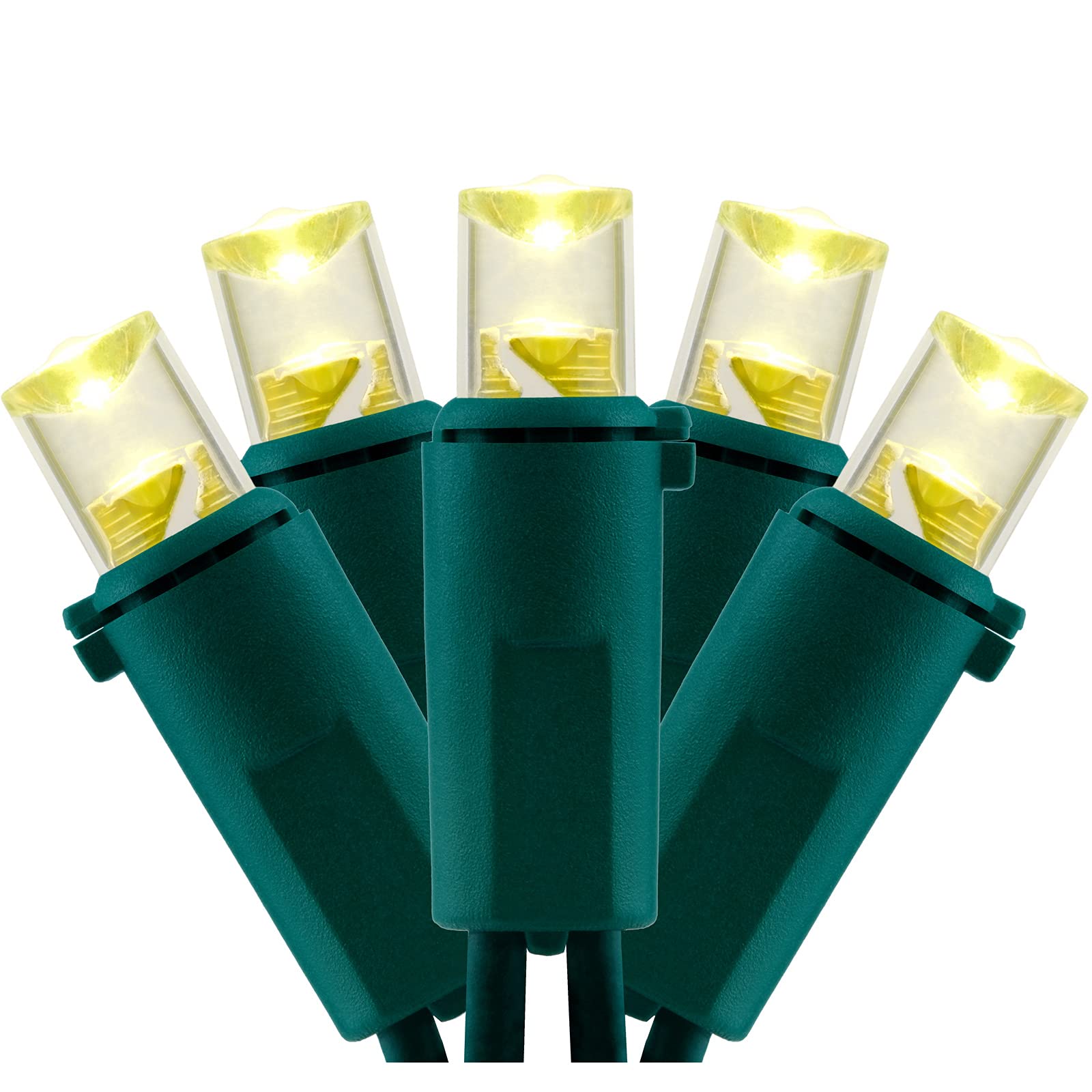 YULETIME LED Christmas Lights Set, 200 Warm White Bulbs, 66 ft Green Wire, UL Certified, 5mm