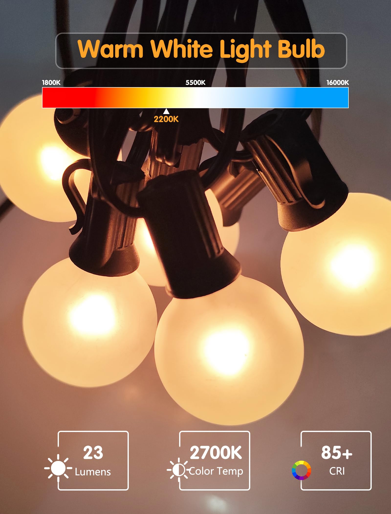 Romasaty G40 Frosted Outdoor Globe Replacement Bulbs - 5W E12 Base, 25 Pack Glass, UL Listed for Indoor/Outdoor, Frosted White