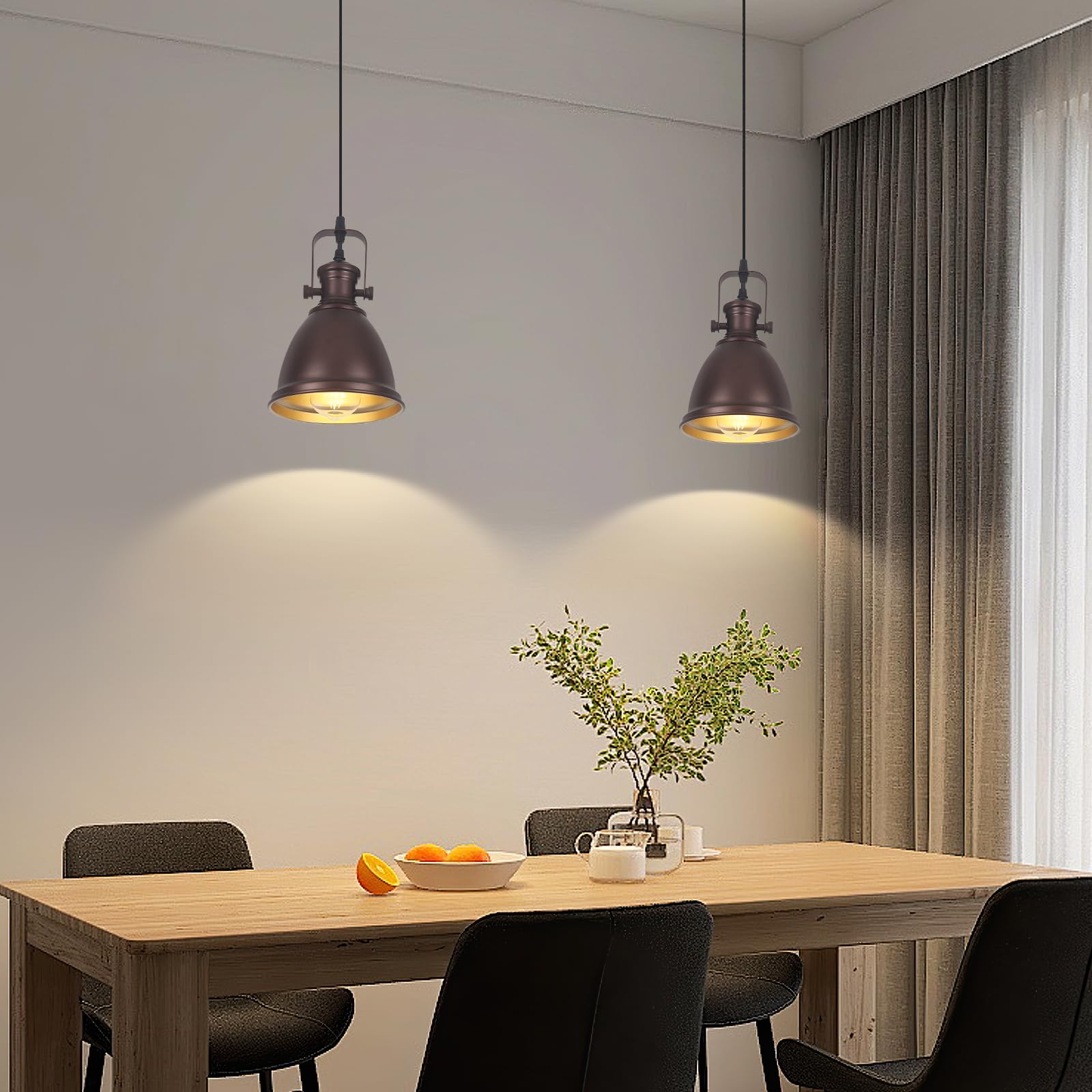 LWWHQ Farmhouse Pendant Lights Kitchen Island 2 Packs, 6.5 inches Kitchen Island Lighting, Industrial Pendant Light, Kitchen Pen