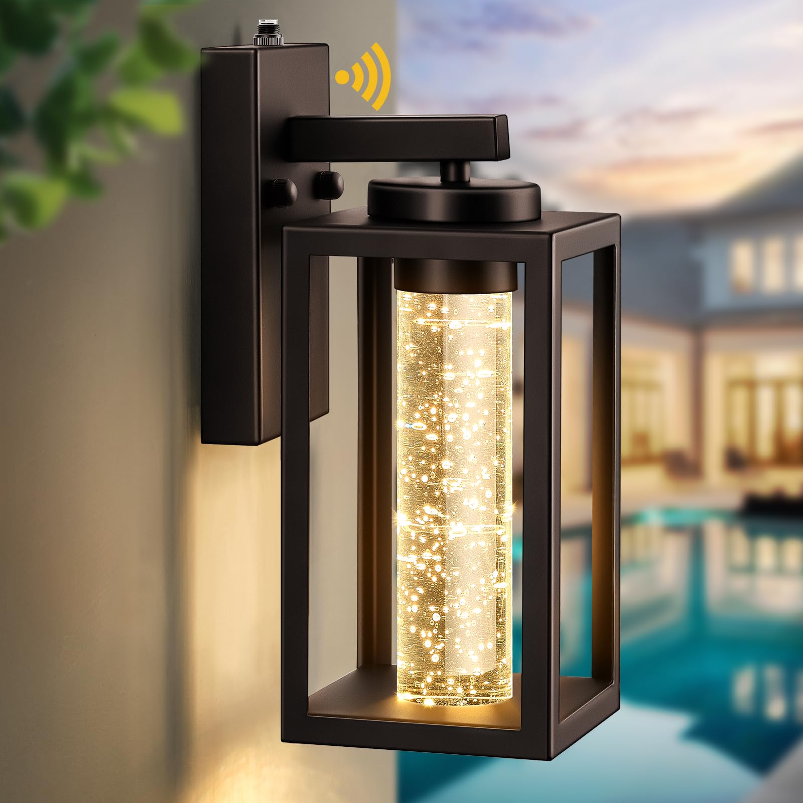 VIANIS Outdoor Wall Lantern, Oil-Rubbed Bronze Exterior Garage Light Fixtures Wall Mount Sconce Lamp, Anti-Rust Metal LED Front 