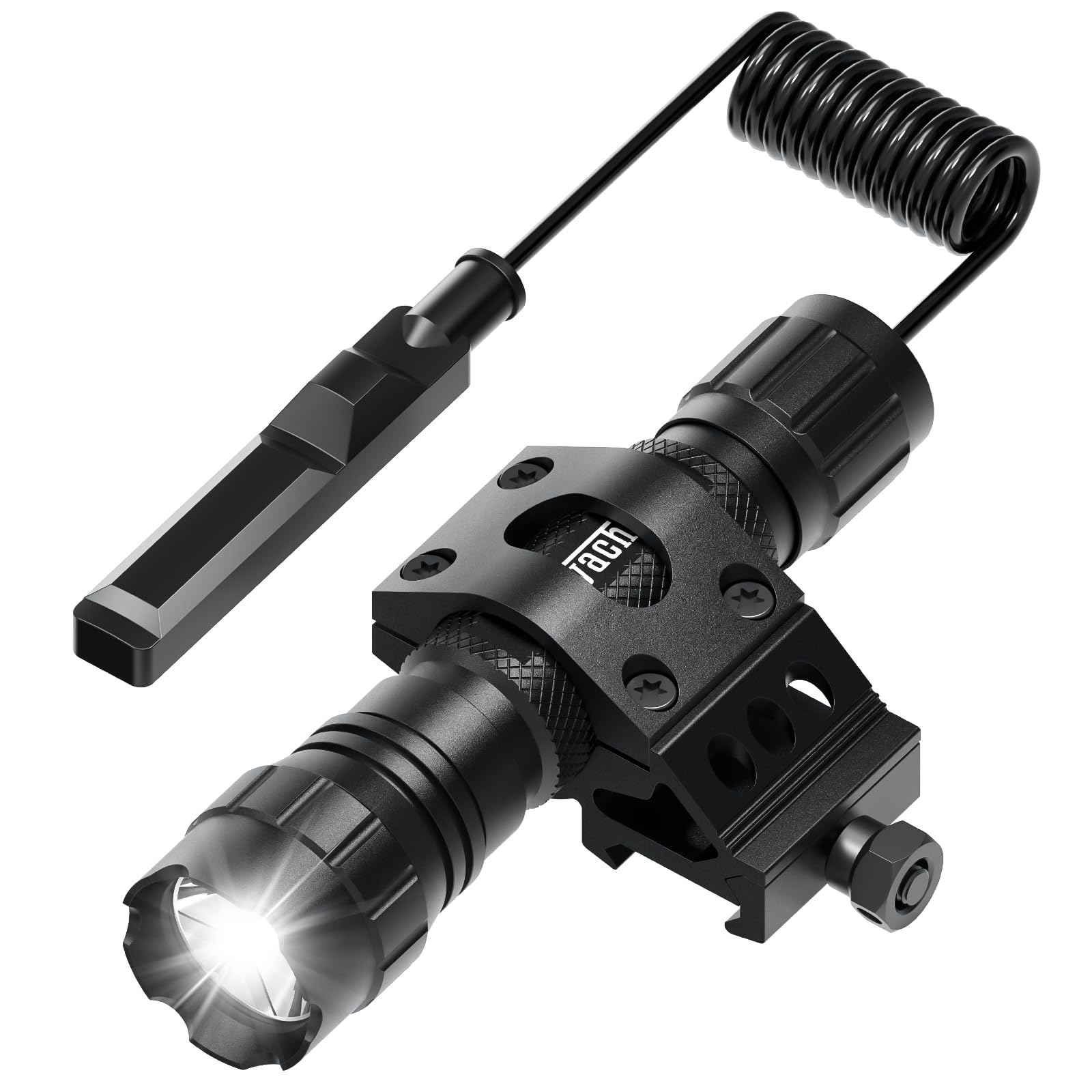 Feyachi Picatinny Tactical Flashlight 1200 Lumens, with Offset Mount & Pressure Switch, 200m Beam, 4H Runtime, Rainproof and Sho