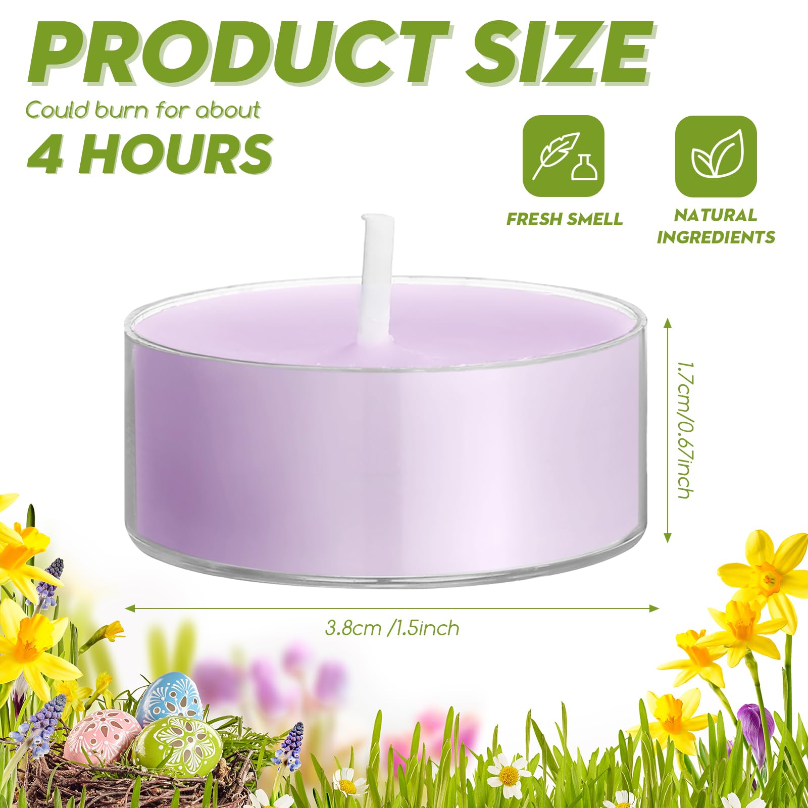 Conelist 24 Pack Colored Scented Tealight Candles, Small Aromatherapy Tea Lights in Clear Cups, Pastel Color, Model Conelist-mon0115d