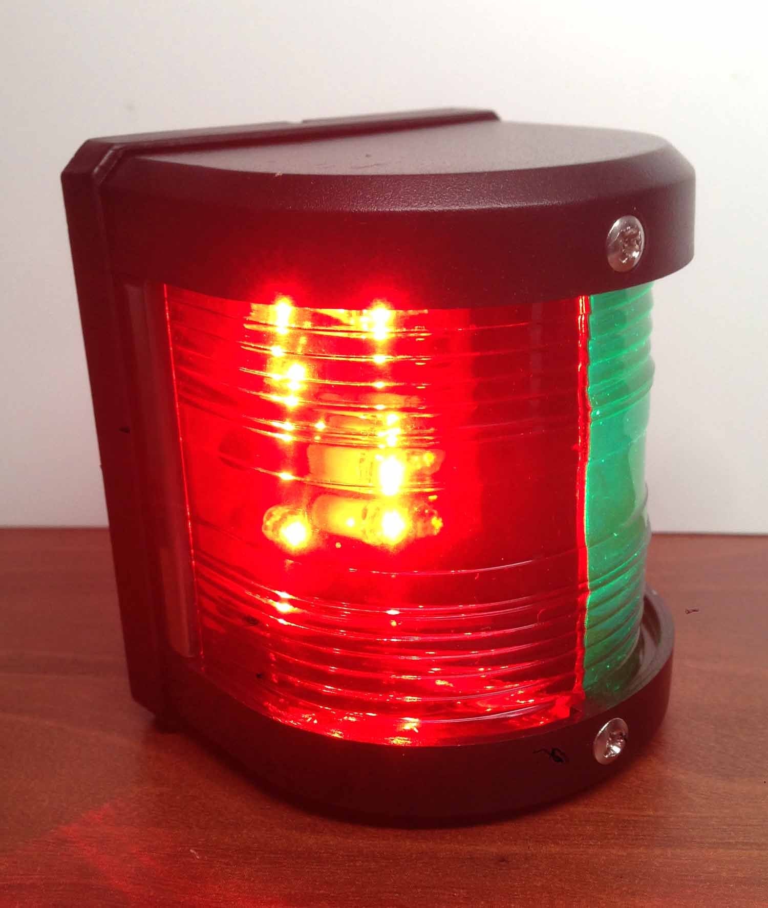 Pactrade Marine Boat Pontoon Led Navigation Light Black Abs Plastic Housing Boats Up To 12M Waterproof Ip:66 Surface Mount 2Nm (Combo Green And Red Bow)