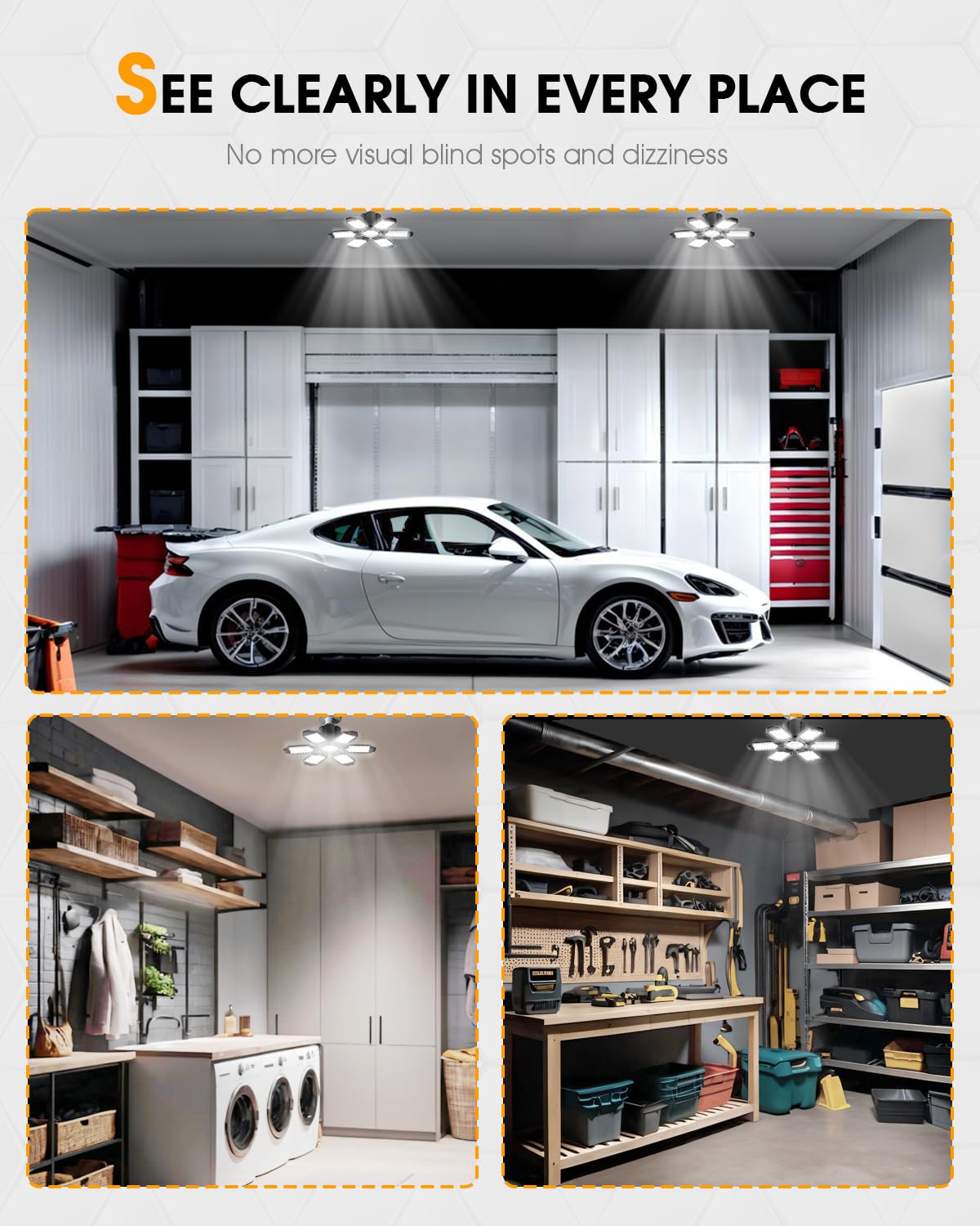 Adiding Led Garage Light 4 Pack Bright 40000 Lumen Led Workshop Basement Ceiling Lighting Fixture Fit For E26 E27 Bulb Socket Wi