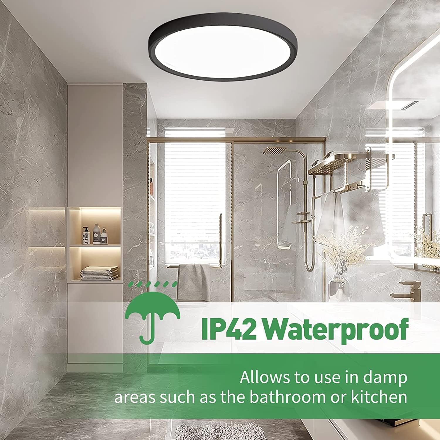 FY WISDOM FLY LIGHTING 4PK Black LED Flush Mount Ceiling Light 15.8" 32W 3480LM CCT Selectable for Hallway, Kitchen, Bedroom