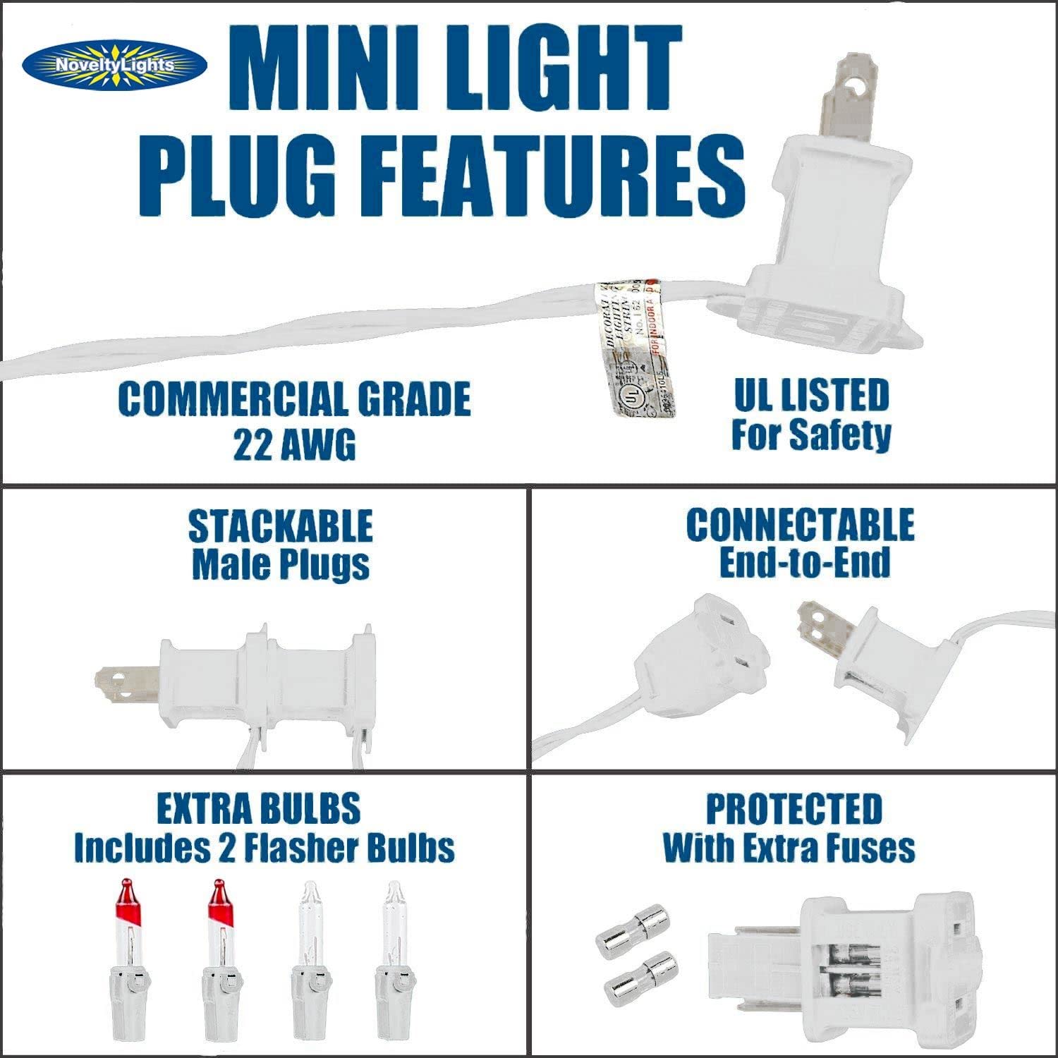 Novelty Lights 50 Bulb Mini Light String, Purple, 11 Feet, UL Listed, Connectable, Indoor/Outdoor, Model MRD-25B-2