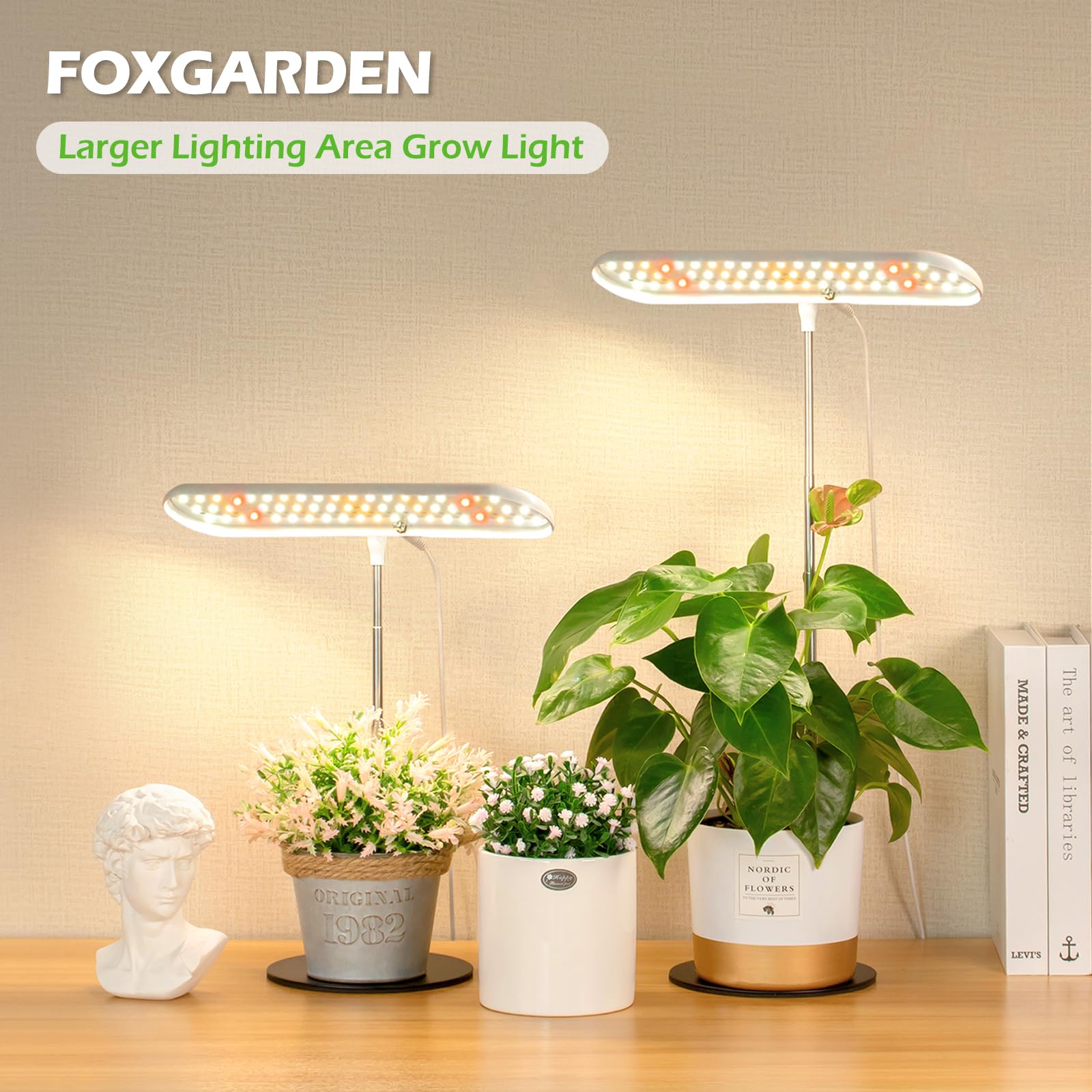 Foxgarden® Grow Light, Full Spectrum Desktop Grow Lamp With Base, Bright Led Plant Light With Auto On/Off Timer 4/8/12H, 4 Dimmable Brightness, Height Adjustable, Ideal For Indoor Plants