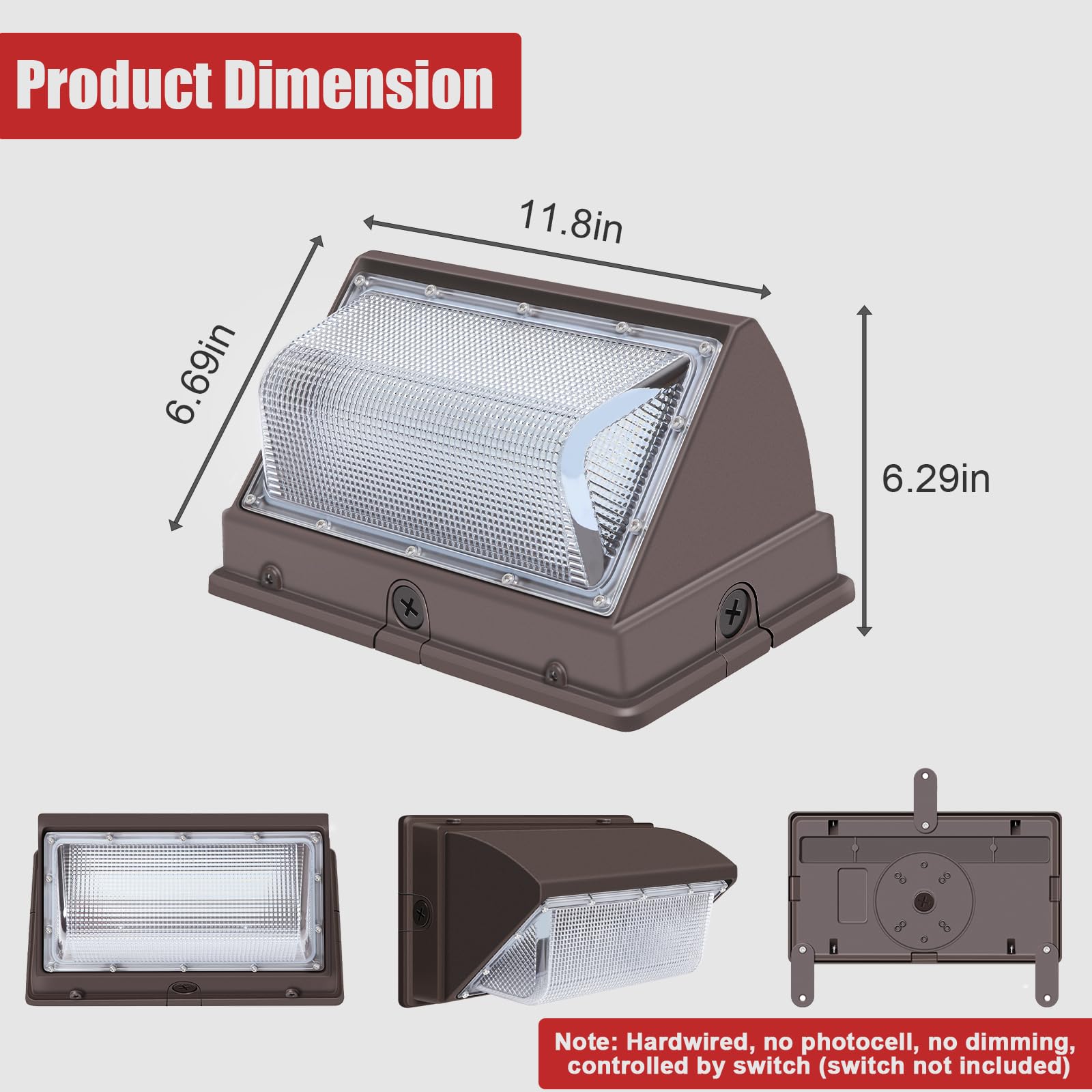 Tomourd 120W Led Wall Pack Outdoor  Super Bright Wallpack Lights  5000K Ip65 Waterproof Exterior Security Commercial Wall Mount Flood Lighting For House Building Shop 6 Pack