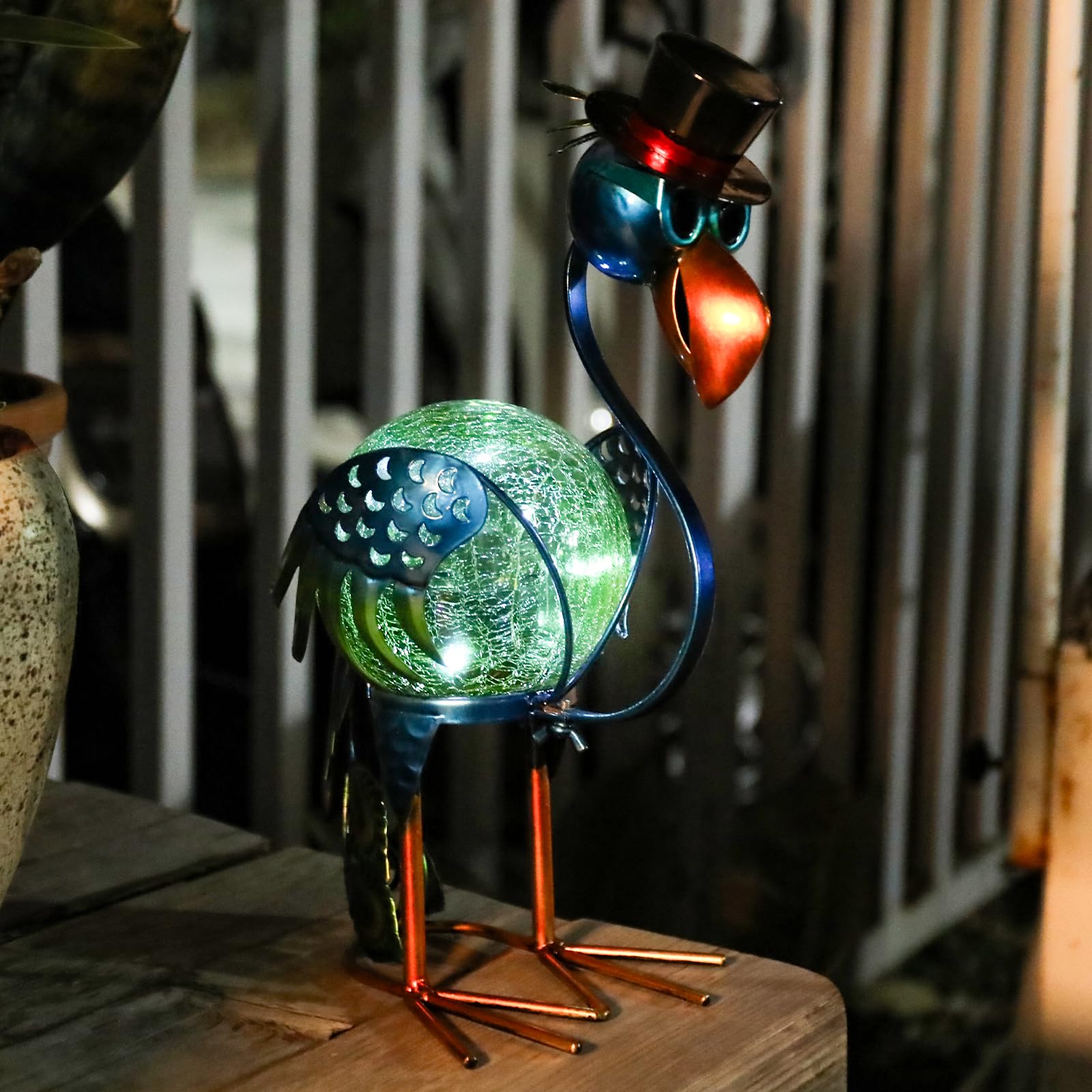 MUMTOP Peacock Solar Lights - Waterproof LED Lantern for Outdoor Decor, Blue, Model 5400B
