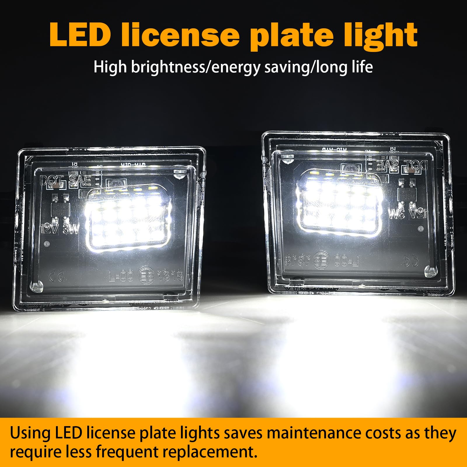 KanSmart LED License Plate Light Assembly for 2014-2022 Chevy Silverado/GMC Sierra, Clear 6000K White Tag Lamp