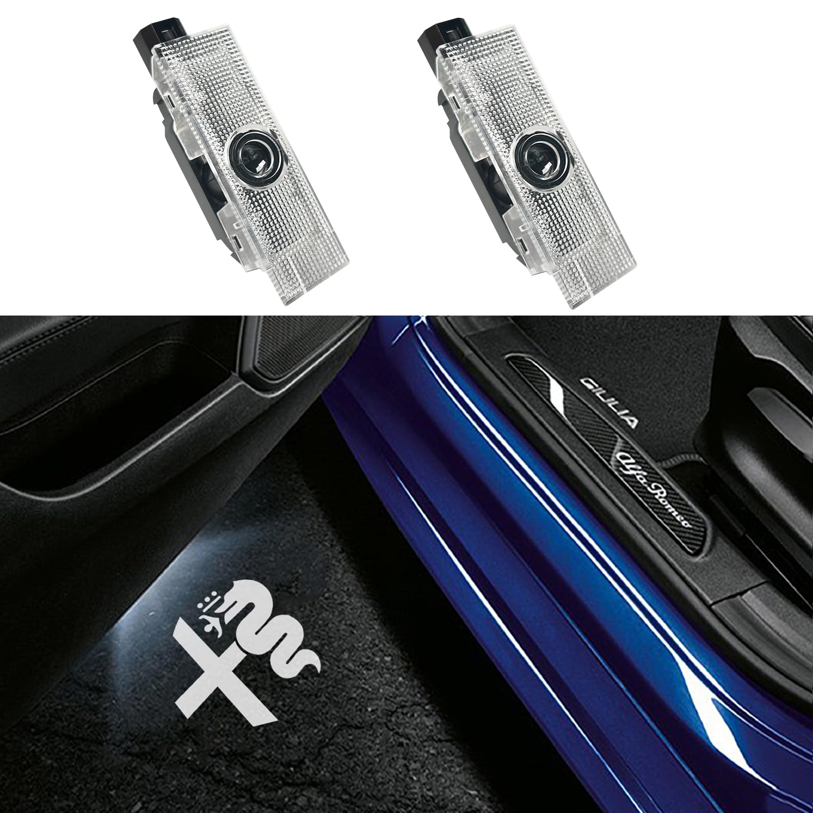 Door Lights Logo Projector Puddle Lights Ultra-Bright Welcome Step Light,Never Fade Puddle Lights Compatible With Alfa Romeo Giu