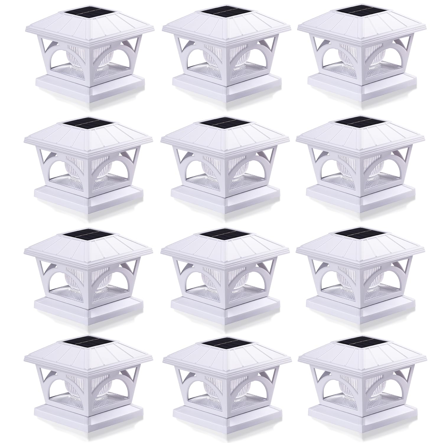 AEFRELEOHT Solar Post Cap Lights, 20 Lumens, RGB & Warm White, 12 Pack, Fits 3.6x3.6 to 5x5 Posts,