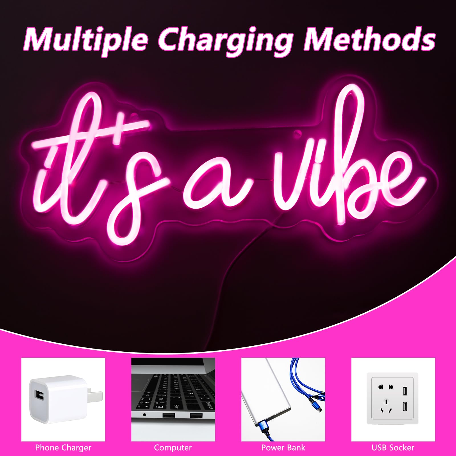 Moodlion Neon Sign - Dimmable Pink LED Wall Decor, 16.2x7.5 IN, Glass, Perfect for Bedroom, Bar, Cafe, Game Room, Birthday Decorations