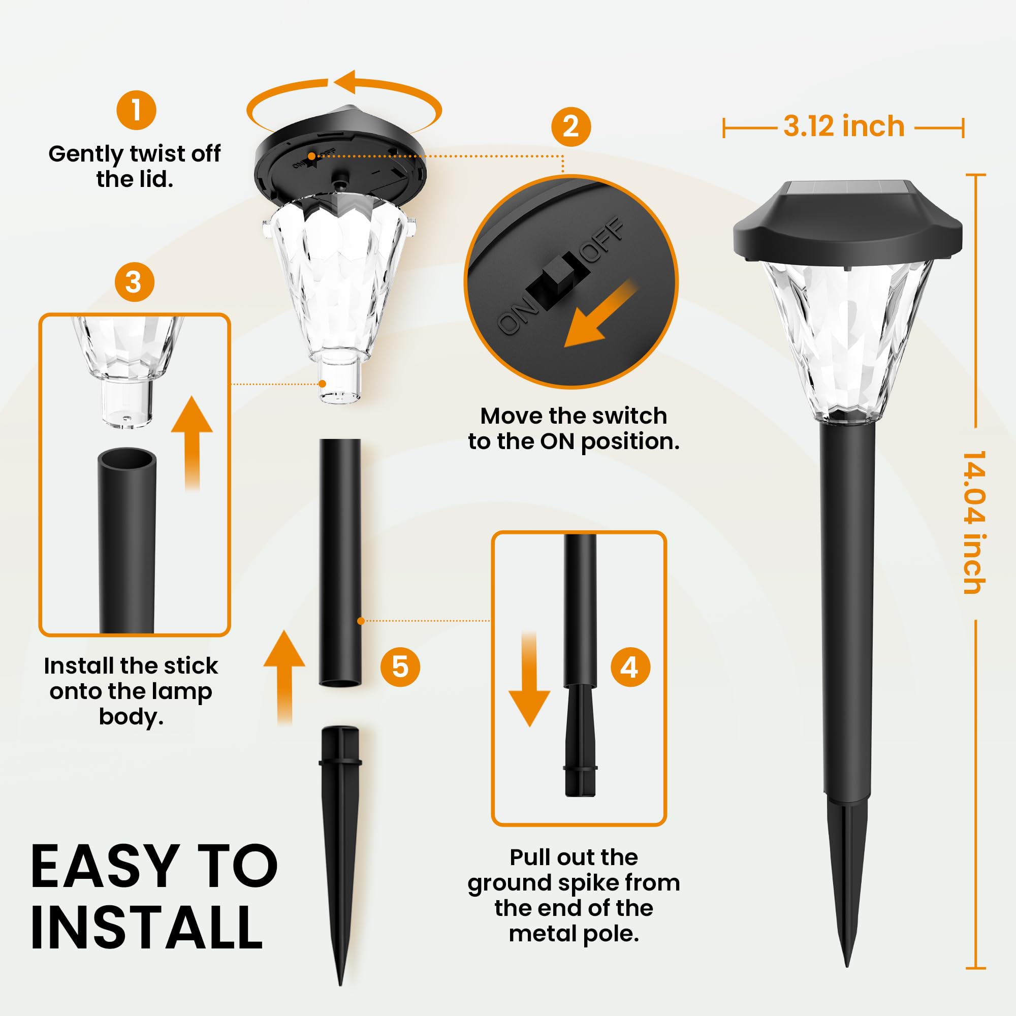 GIGALUMI Solar Lights Outdoor 10 Pack, Waterproof Warm White Garden Lights, Model 9426 for Patio, Lawn, Yard, Landscape