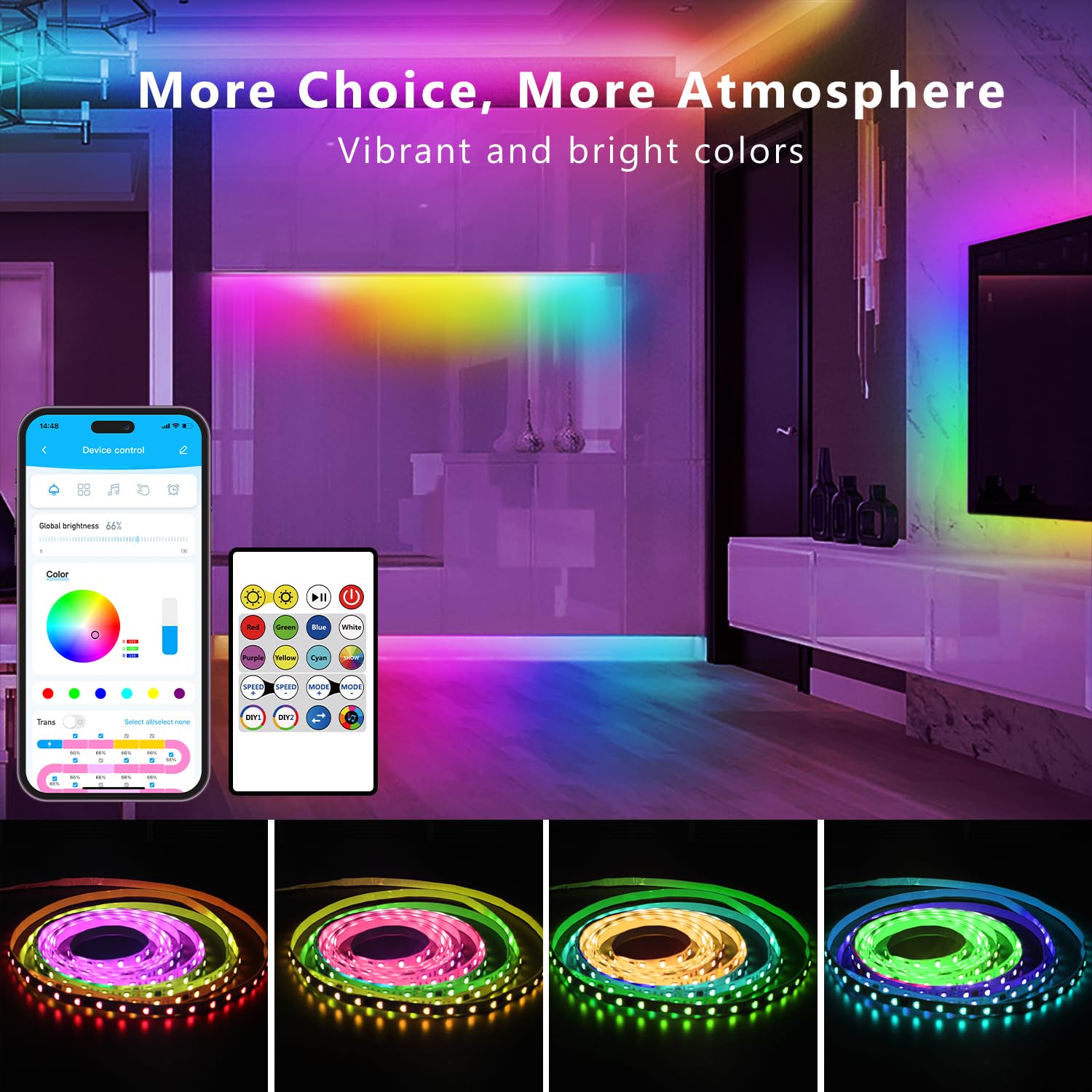 Daybetter 100Ft Smart Ic Wifi Led Strip Lights, Work With Alexa And Google Assistant, Bgric Led Lights App Control Segmented Diy