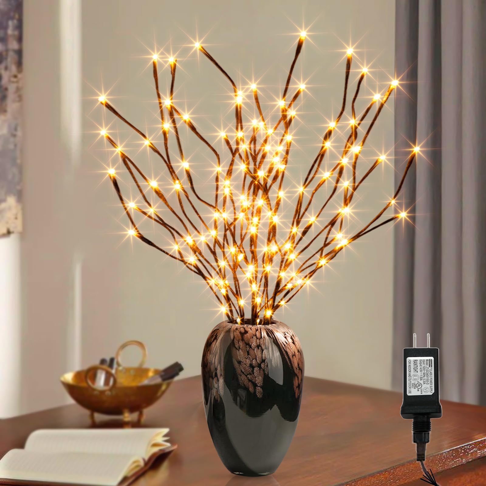 PEIDUO Lighted Willow Branches 30Inch 120 LED Twig Lights, 6PK Tree Branch Pathway Light for Holiday Xmas Decorations Indoor Out