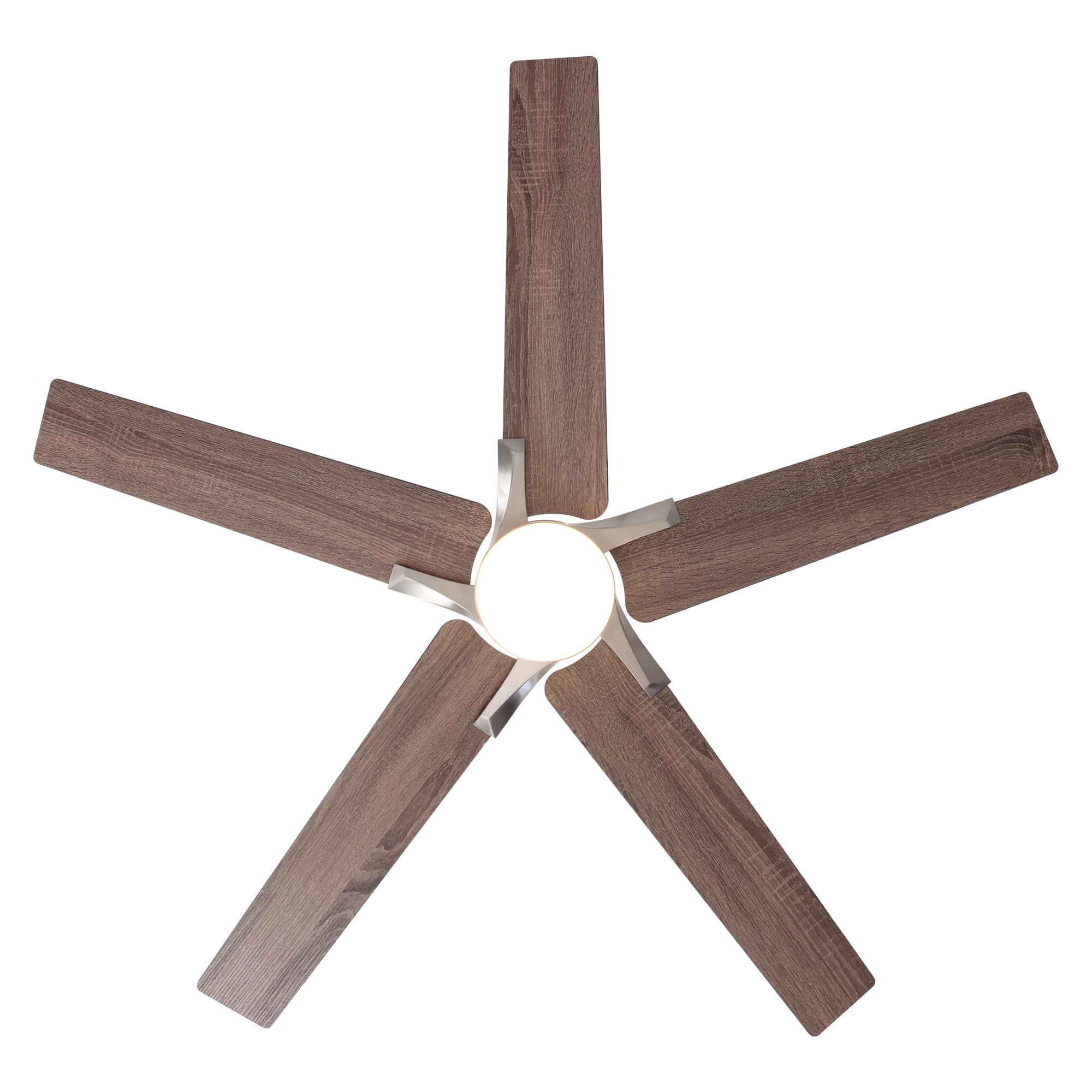 Nuoqiso 52 Inch Ceiling Fan with Lights, Remote Control, Nickel Finish, Quiet DC Motor, Dimmable LED for Indoor/Outdoor Use