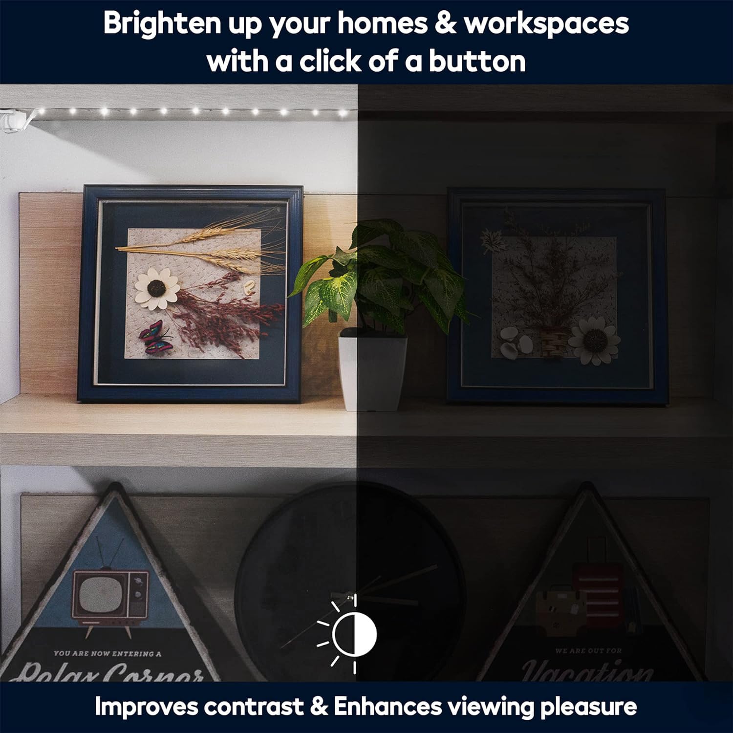 BestLuz Battery Powered LED Strip Lights, 3 Pack 40" Cool White 6500K for Indoor Shelves & Cabinets