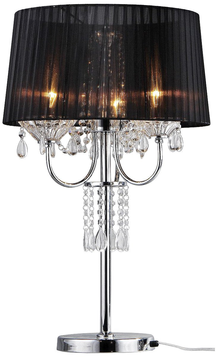 Whse of Tiffany TL9256 Victoria Crystal Table Lamp, 17&quot; x 17&quot; x 26&quot;, Chrome