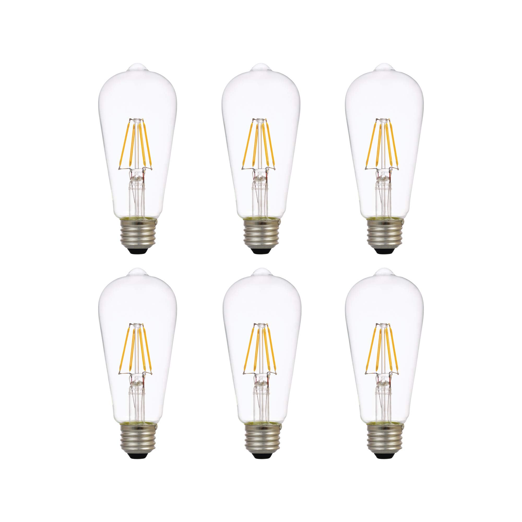 Sylvania LED TruWave Natural Series ST19 Edison Light Bulb, 40W Equivalent, Efficient 5W, Dimmable, Soft White, Clear - 6 Pack (