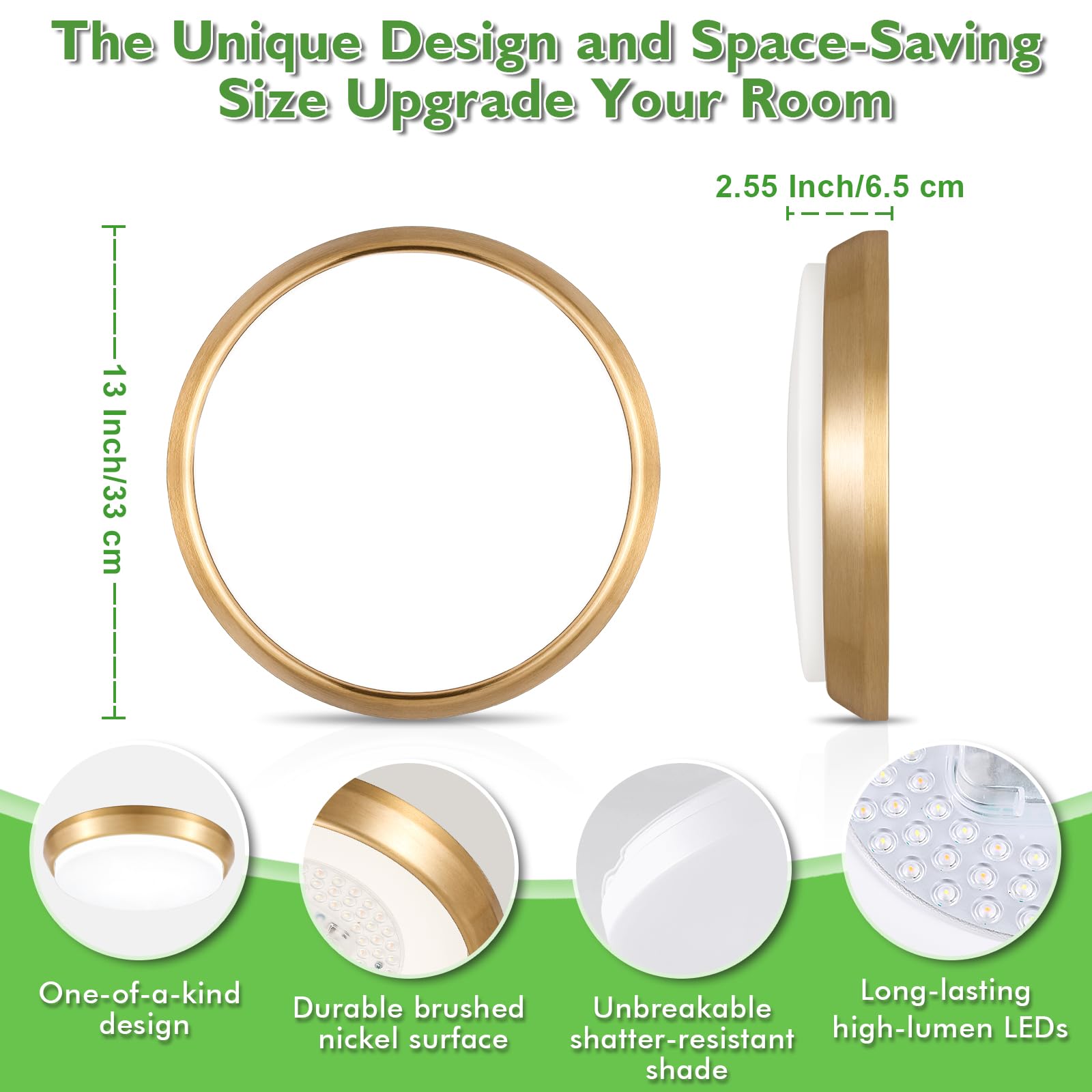 2-Pack 36W Led Ceiling Light Fixture For Bedroom Kitchen, 3600 Lumens Super Bright Dimmable Flush Mount Ceiling Light, 2700K/300
