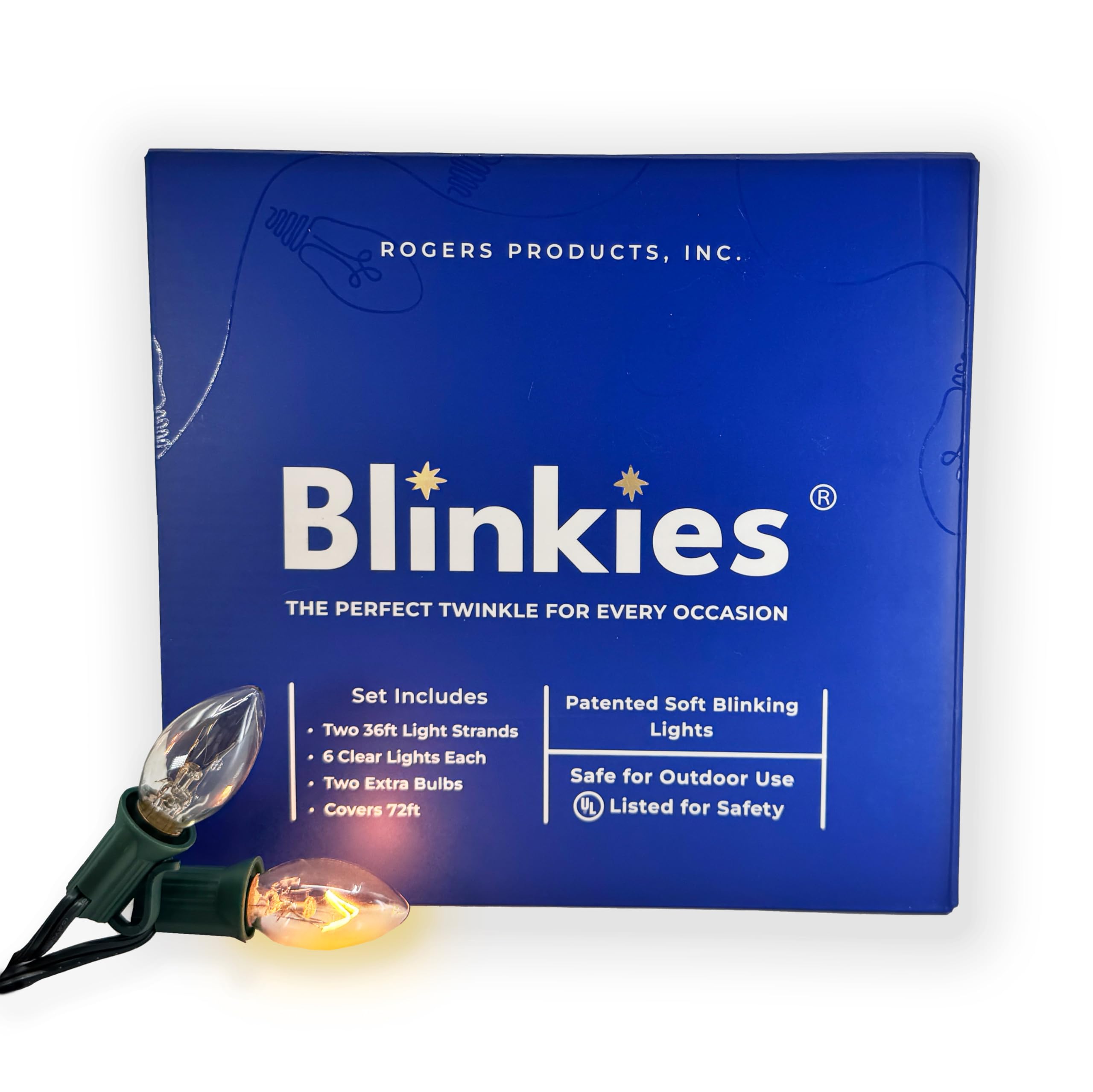 Blinkies - Soft White Blinking Christmas Lights - Non-Programmed and Relaxing Blinking Lights, 36 Foot Strands, 2 per Package 12