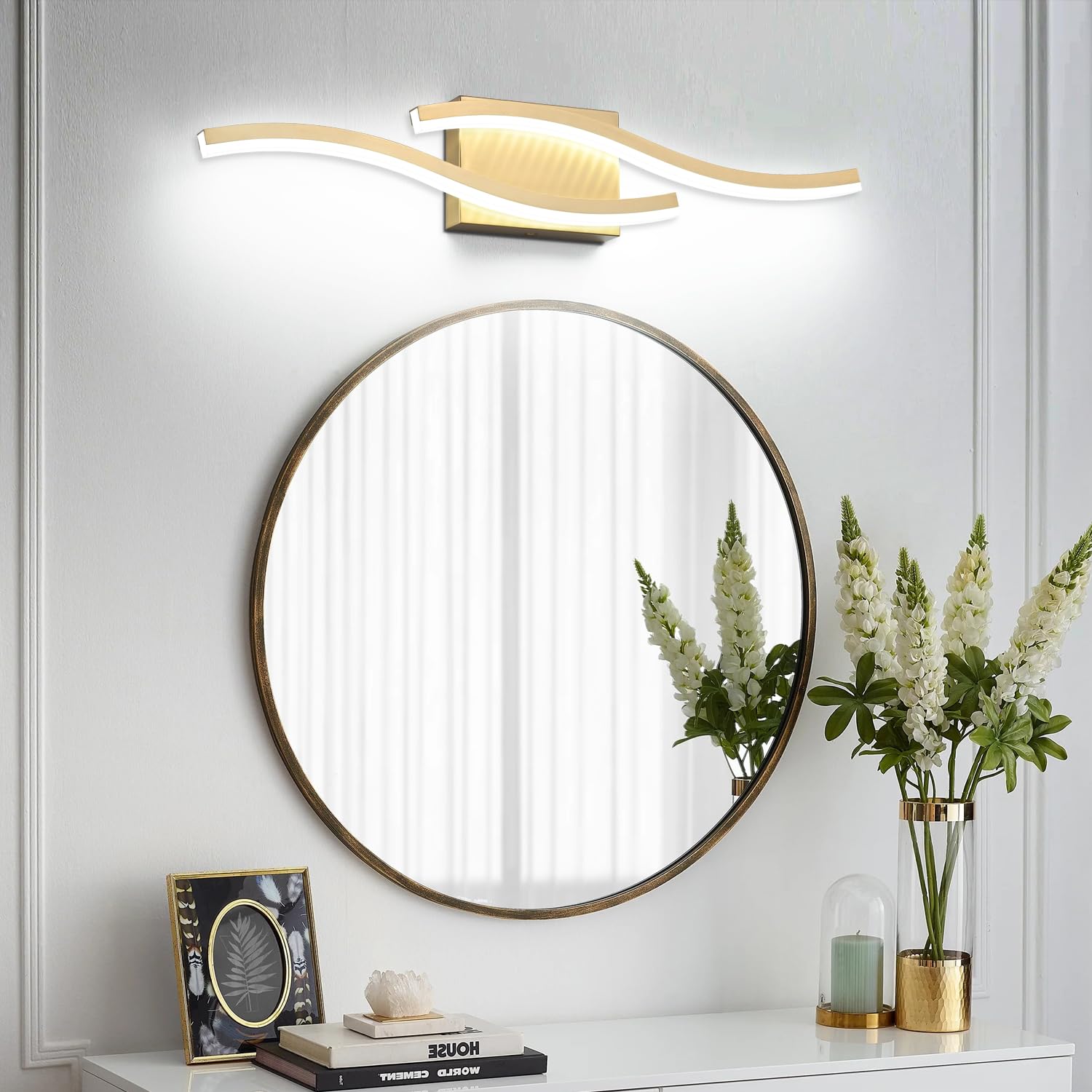 Presde 24In Dimmable Modern Led Bathroom Light Fixtures Over Mirror, Gold Vanity Light For Bathroom, Brushed Brass Bath Lighting