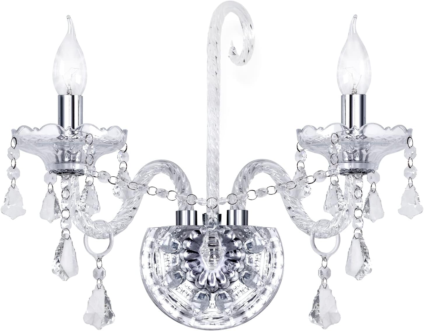 CRYSTOP Vintage Crystal Wall Sconce Lighting for Bedroom Bedside, Elegant 2 Lights Crystal Wall Light European Style Decorative,