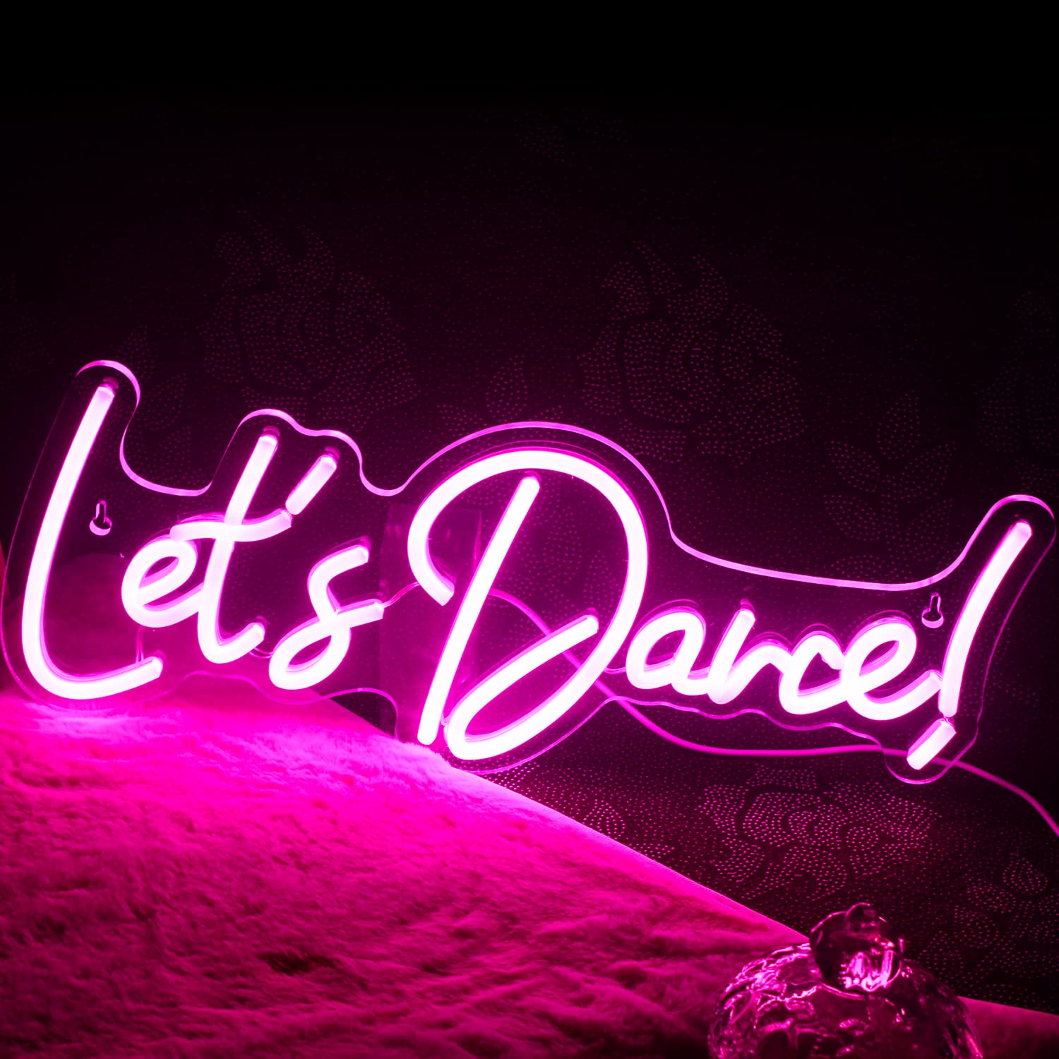 Wanxing Neon Light Sign - Lets Dance, Pink LED Word Light for Parties, Weddings, and Events - Model WX-NS-Pink Lets Dance