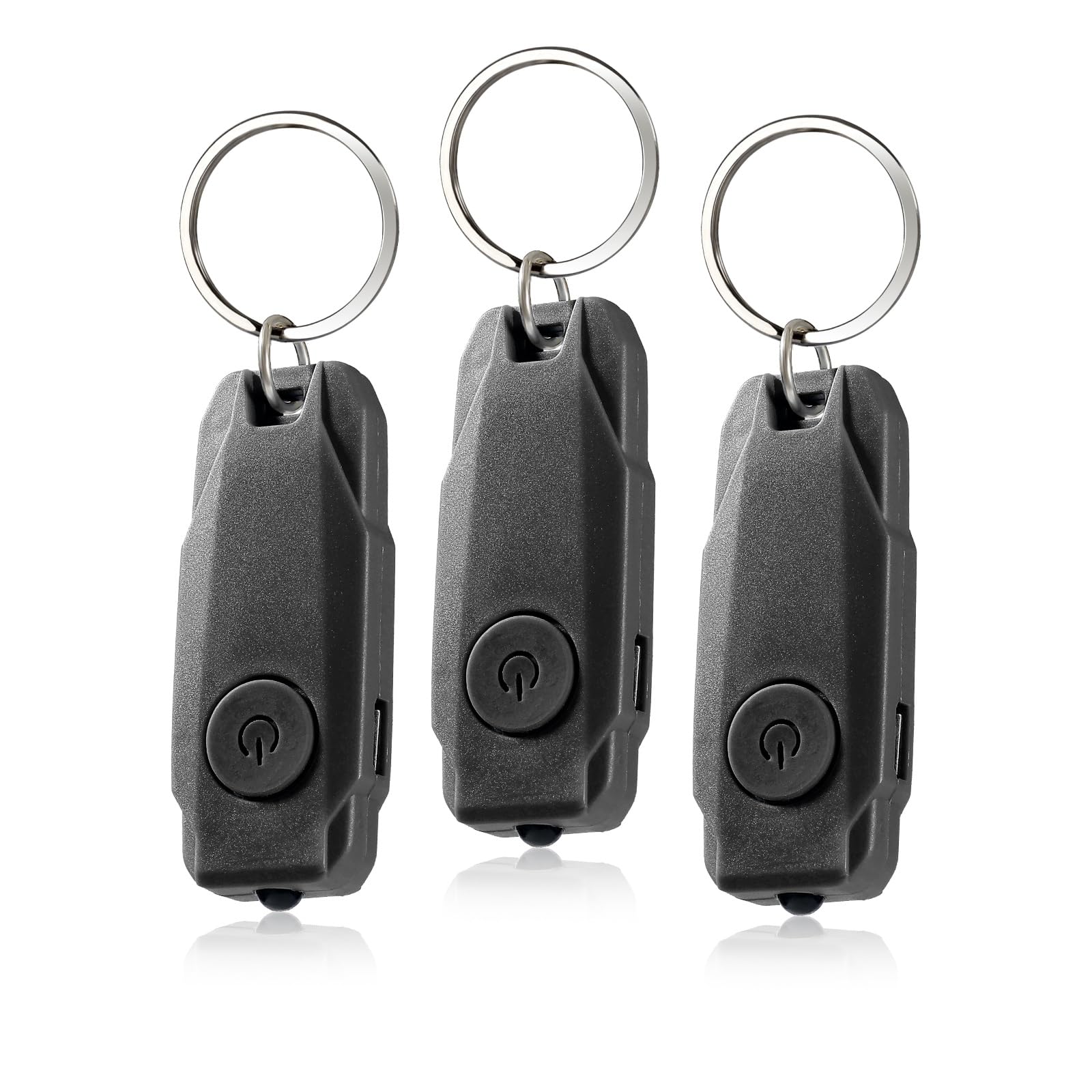 Barrysail Usb Rechargeable Keychain Light  3Pcs Mini Led Flashlight With Keyring  Great Edc Tool  Gift For Kids Teens (3  Black)