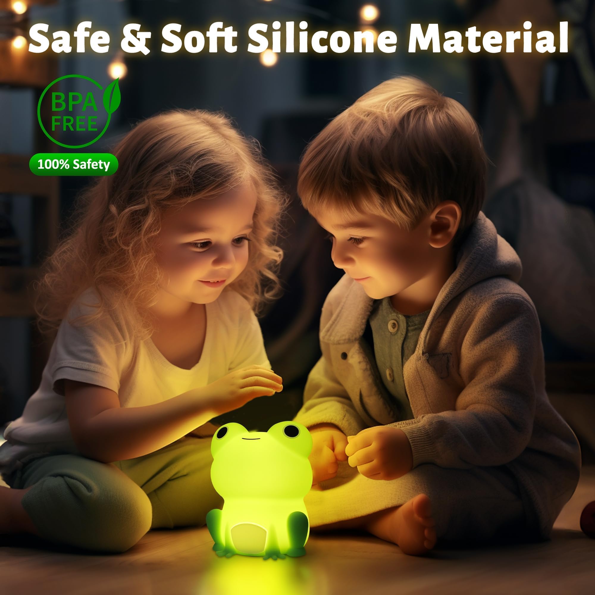 Attivolife Cute Frog Night Light For Kid  Squishy Animal Silicone Lamp  Rechargeable Portable And Dimmable Touch Control  Best Bedroom Bedside Decor Christmas Birthday Gift For Boy Girl Toddler