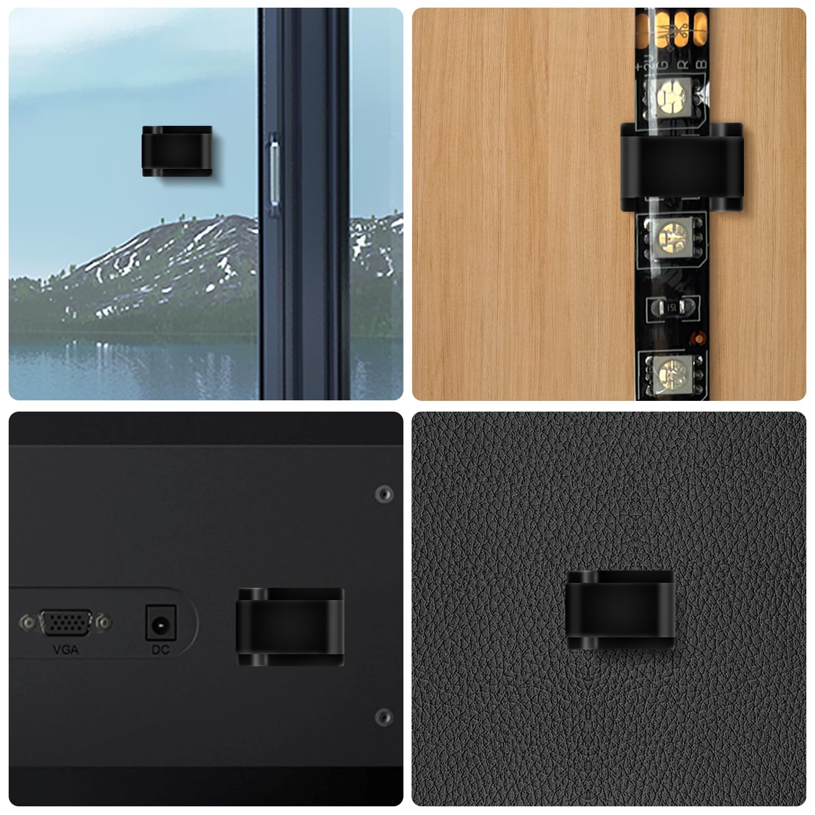 Goochan Strip Light Mounting Clips Self-Adhesive Strip Brackets Holder,100-Pack Clamps Fix Light Strip 8Mm 10Mm 12Mm (For 10Mm (