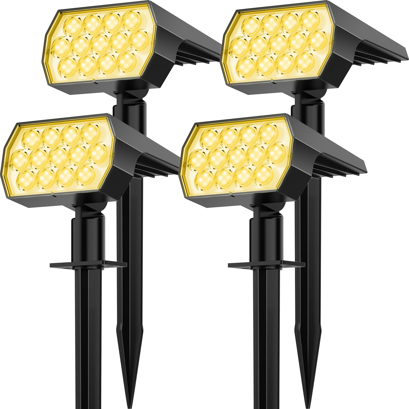 Solar Spot Lights Outdoor Waterproof IP65, [4 Pack/52 LED] 2-in-1 Solar Landscaping Spotlights, 3 Lighting Modes Solar Powered G