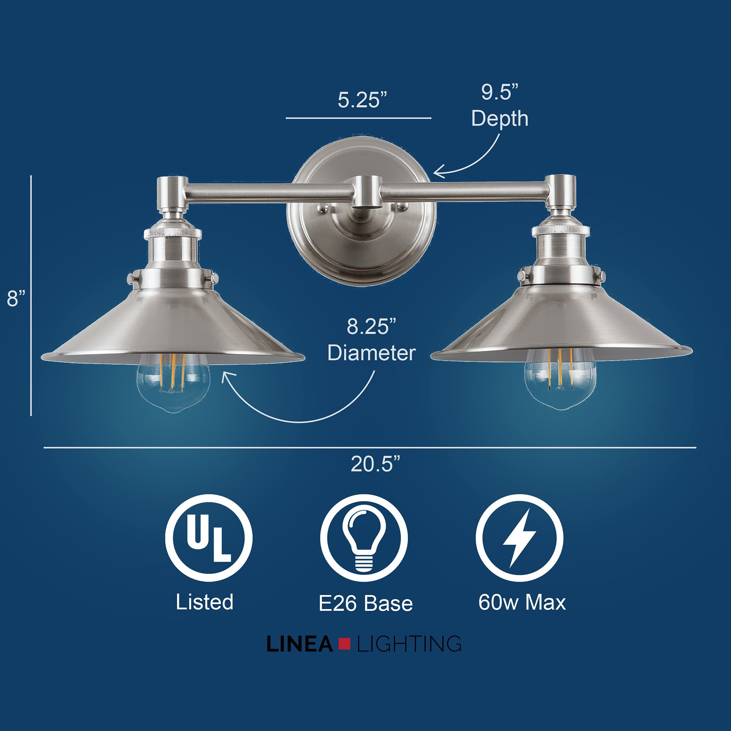 Linea Di Liara Andante 2 Light Bathroom Vanity Light Industrial Brushed Nickel Bathroom Light Fixtures Above Mirror Bathroom Lig