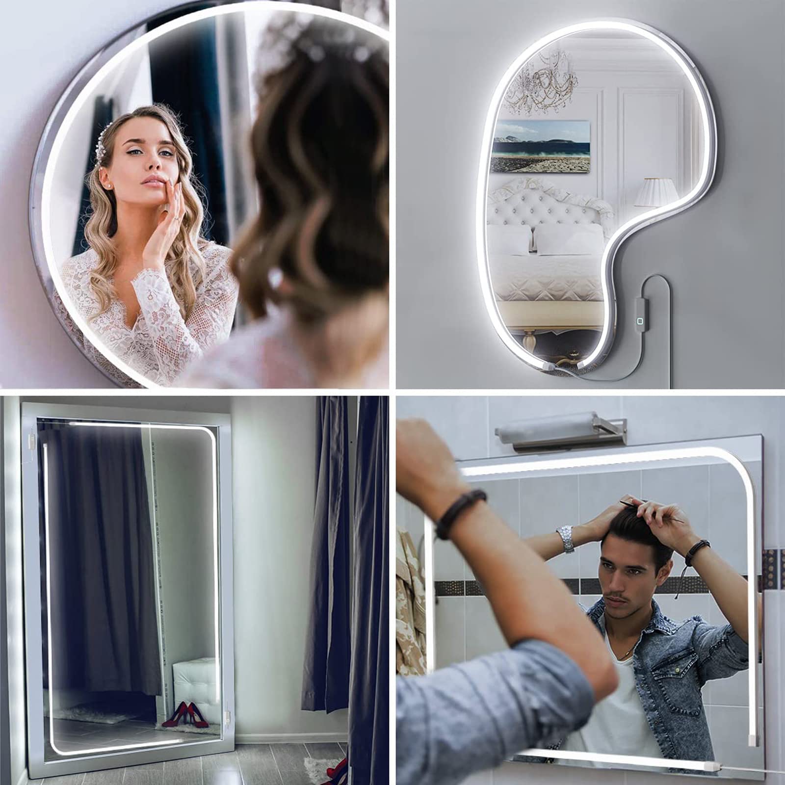 My Beauty Light Led Vanity Mirror Lights, 6000K Dimmable, 3.28Ft White Acrylic Strip, Model Sm-103