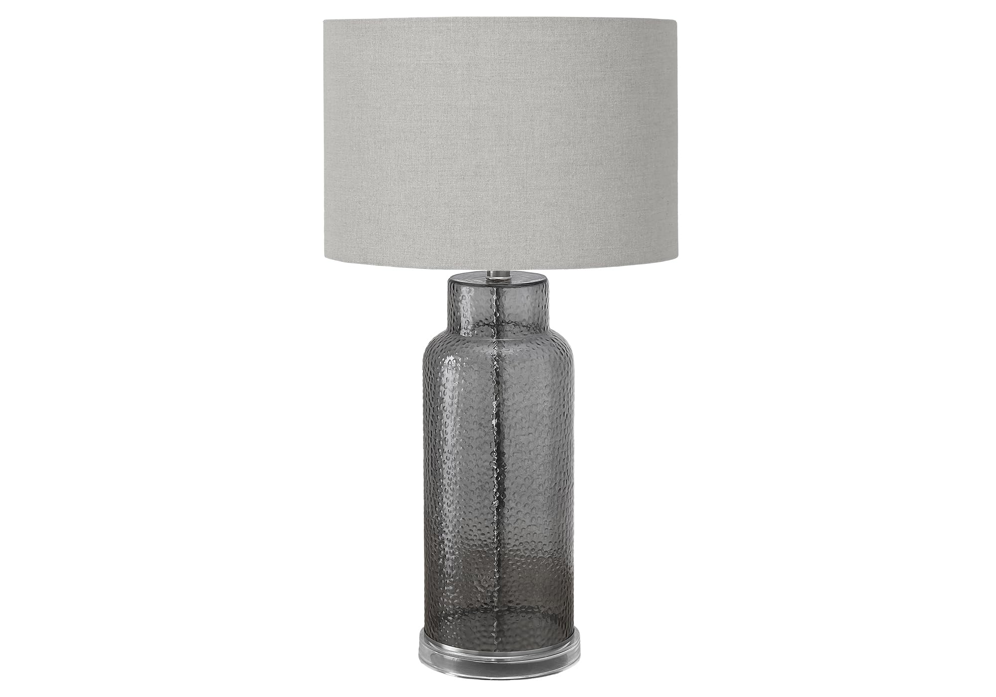 Monarch Specialties Table Lamp, 28inH, Grey Glass, Grey Shade, Model I 9910, Contemporary Design
