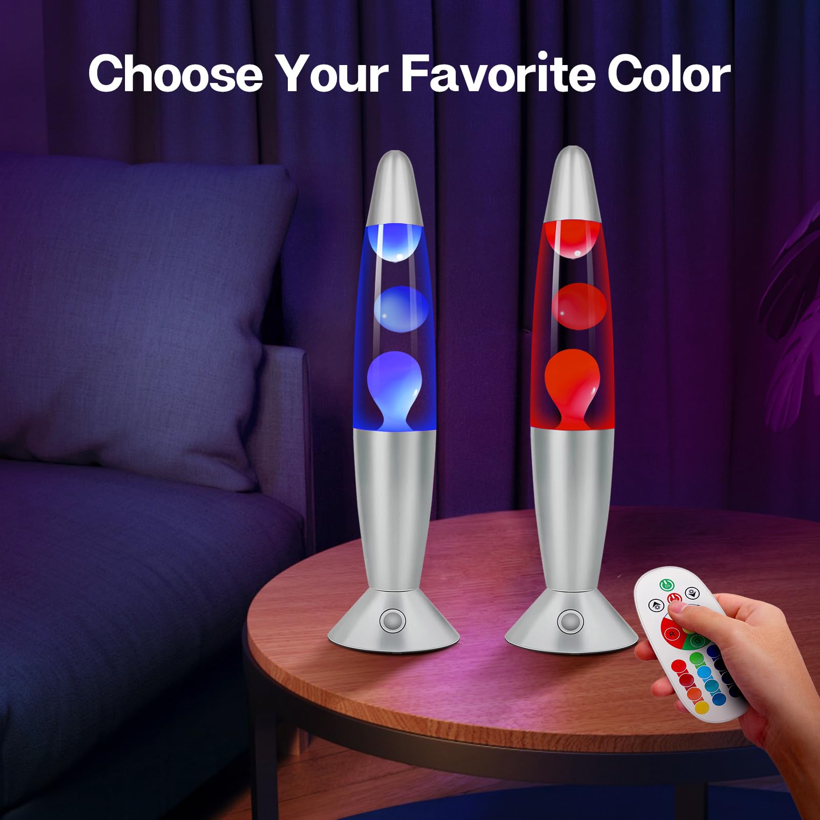 Lazzgan 17" Color Changing LED Liquid Motion Lamp with Remote Control, White Wax, Night Light for Home Decoration and Gifts