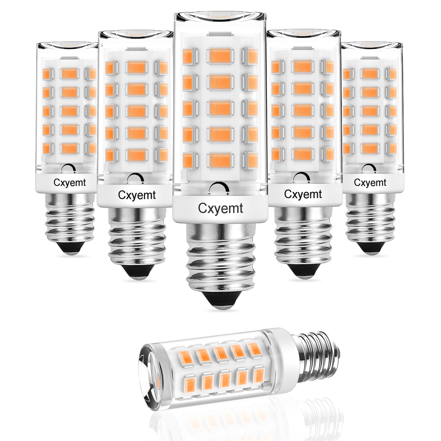 Cxyemt E12 LED Bulb Dimmable 4W 40W Equivalent 2700K Warm White T4 E12 Base, 5-Pack