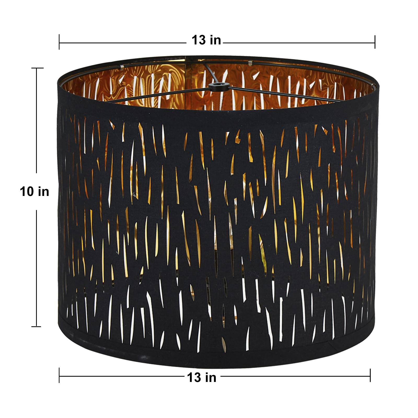 Set Of 2 Drum Lamp Shade 13'' Top X 13'' Bottom X 9'' High (Spider) Black Pattern Carved Color For Table Lamps & Floor Lamps Rep