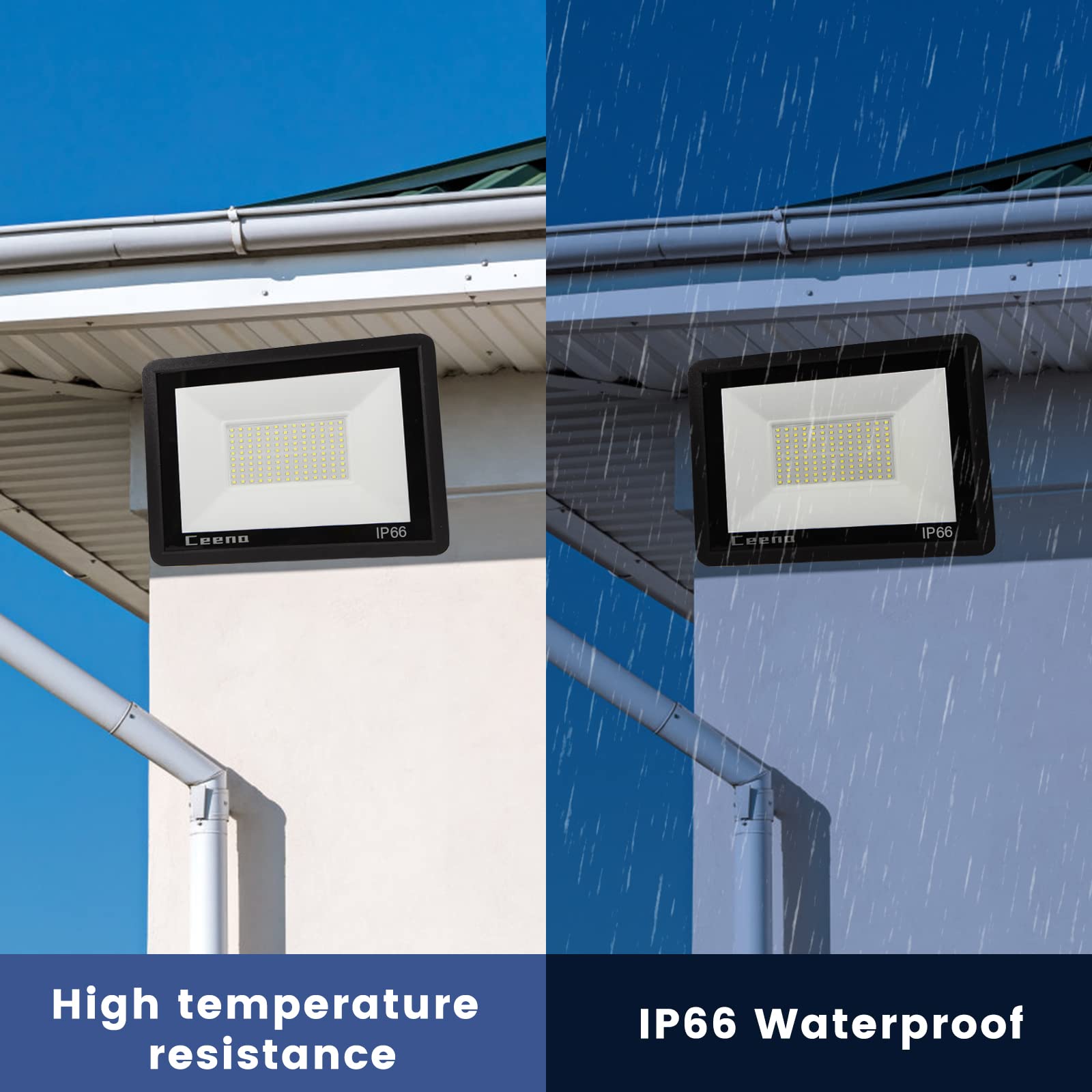 Ceena 2 Pack 120W Hardwired Led Flood Light Outdoor, 12000Lm Super Bright Floodlight, Ip66 Waterproof 6000K Daylight White Exter