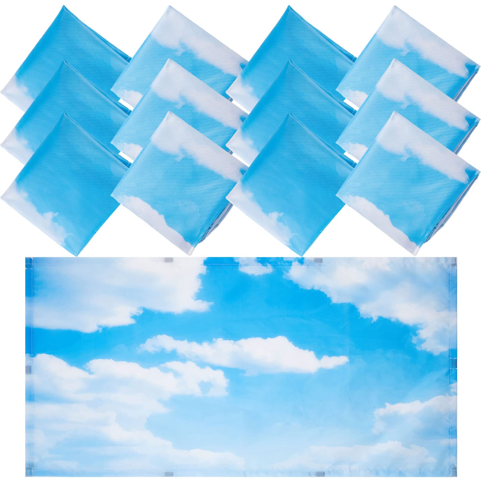 Hortsun 12 Pcs Blue Sky Cloud Fluorescent Light Covers - Magnetic Filters For Eyestrain Relief