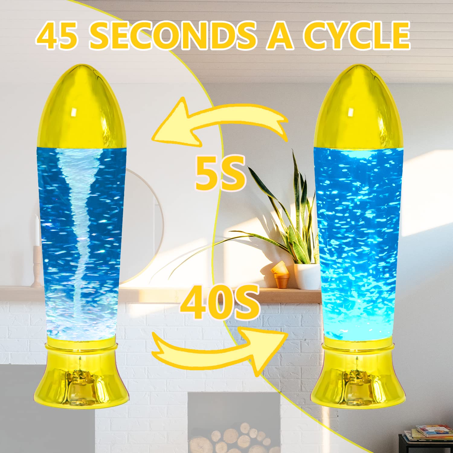 YAKii Tornado Lamp 10.5" LED Color Changing Science Toy - Gold, Battery/USB Operated, Perfect for Christmas Decoration