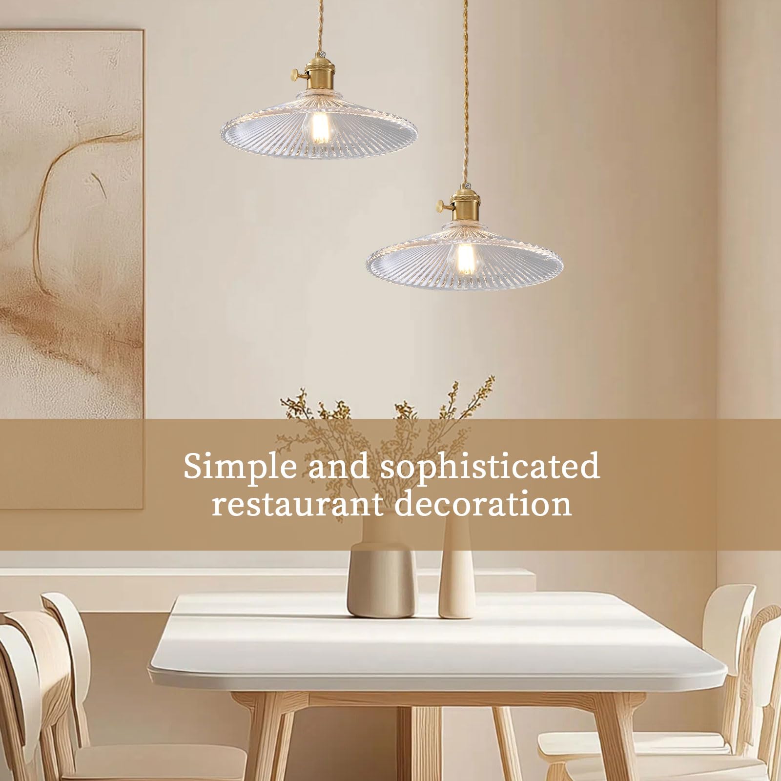 Oyisen Kitchen Pendant Lights, 9.1 Inch Clear Lampshade Hanging Pendant Light Golden Adjustable Pendant Lighting For Kitchen Isl
