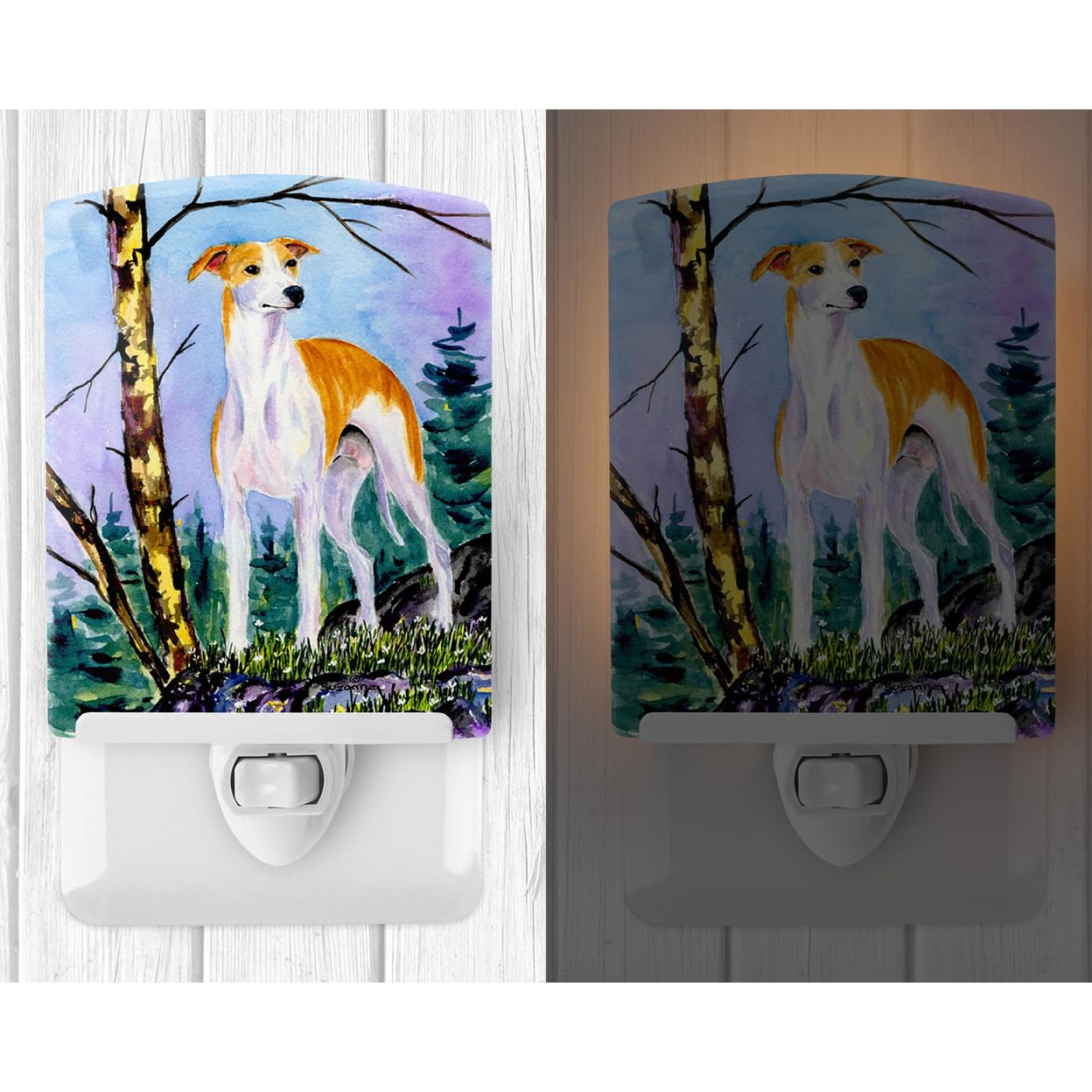 Carolines Treasures Whippet Ceramic Night Light, UL-Certified, 6x4x3in, Multicolor, Model SS8662CNL