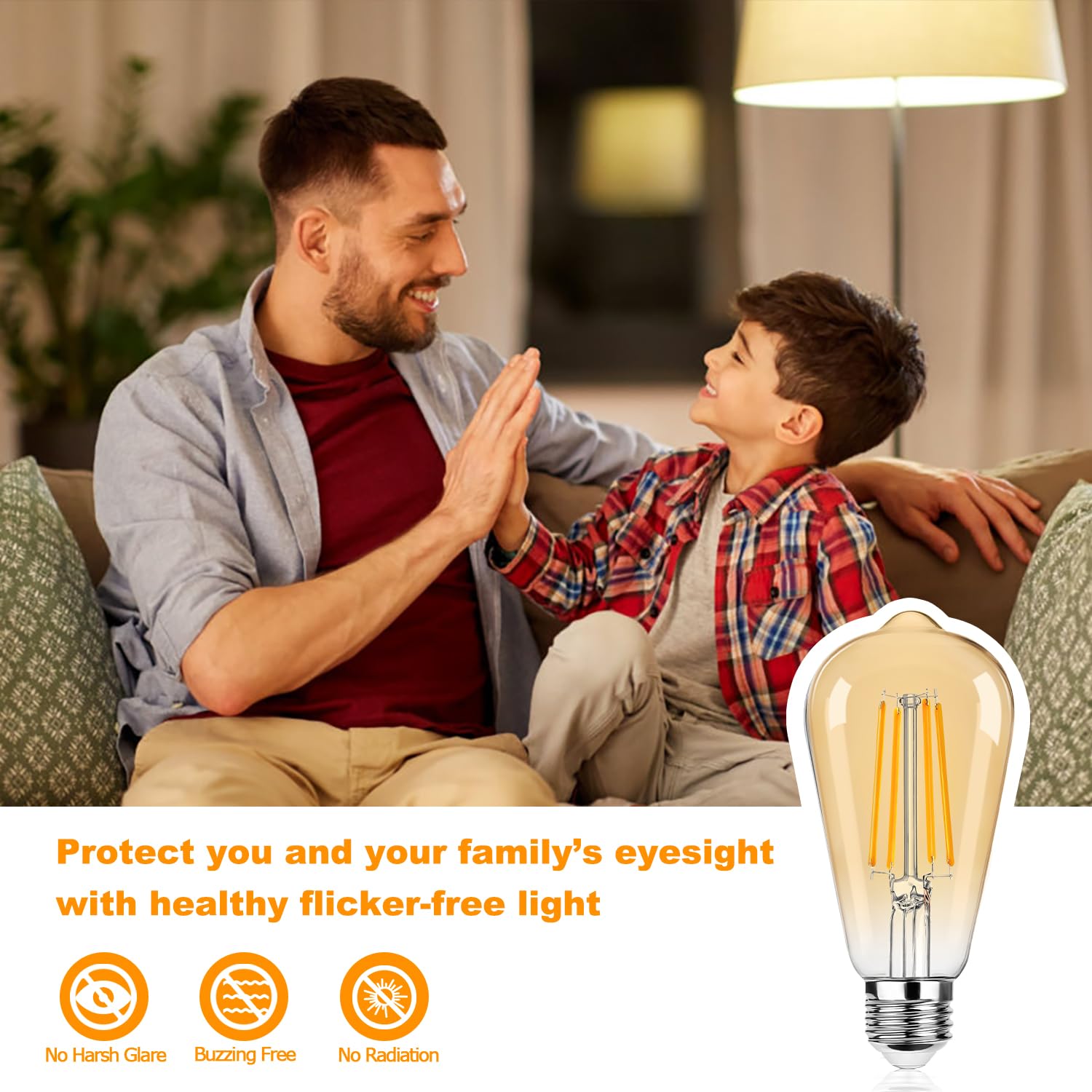 12Packs St64 Large Vintage Led Edison Bulbs, 60W Equivalent 7W, 800Lumens, Dimmable Antique Led Filament, 2700K Amber Warm White