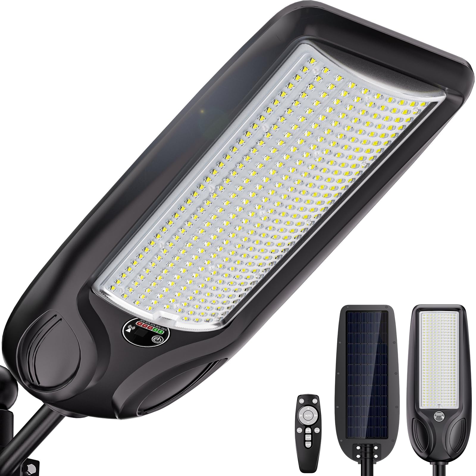 LAMPTEC 10000W Solar Street Lights Outdoor  Heavy Duty Solar Powered LED Flood Light Outside  Commercial Parking Lot Lighting Dusk to Dawn  Motion Sensor with Remote Waterproof for Garage  Pathway