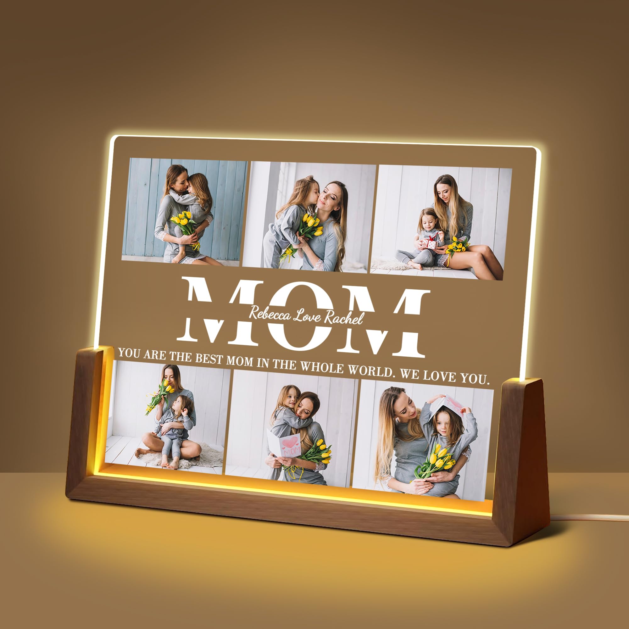 Maiwell Personalized Mothers Day Unique Gifts For Mom Grandma Wife  Custom Best Mom Gifts From Daughter Son Husband  Customized Picture Frame Night Light With Photo Text For Christmas Birthday Gift